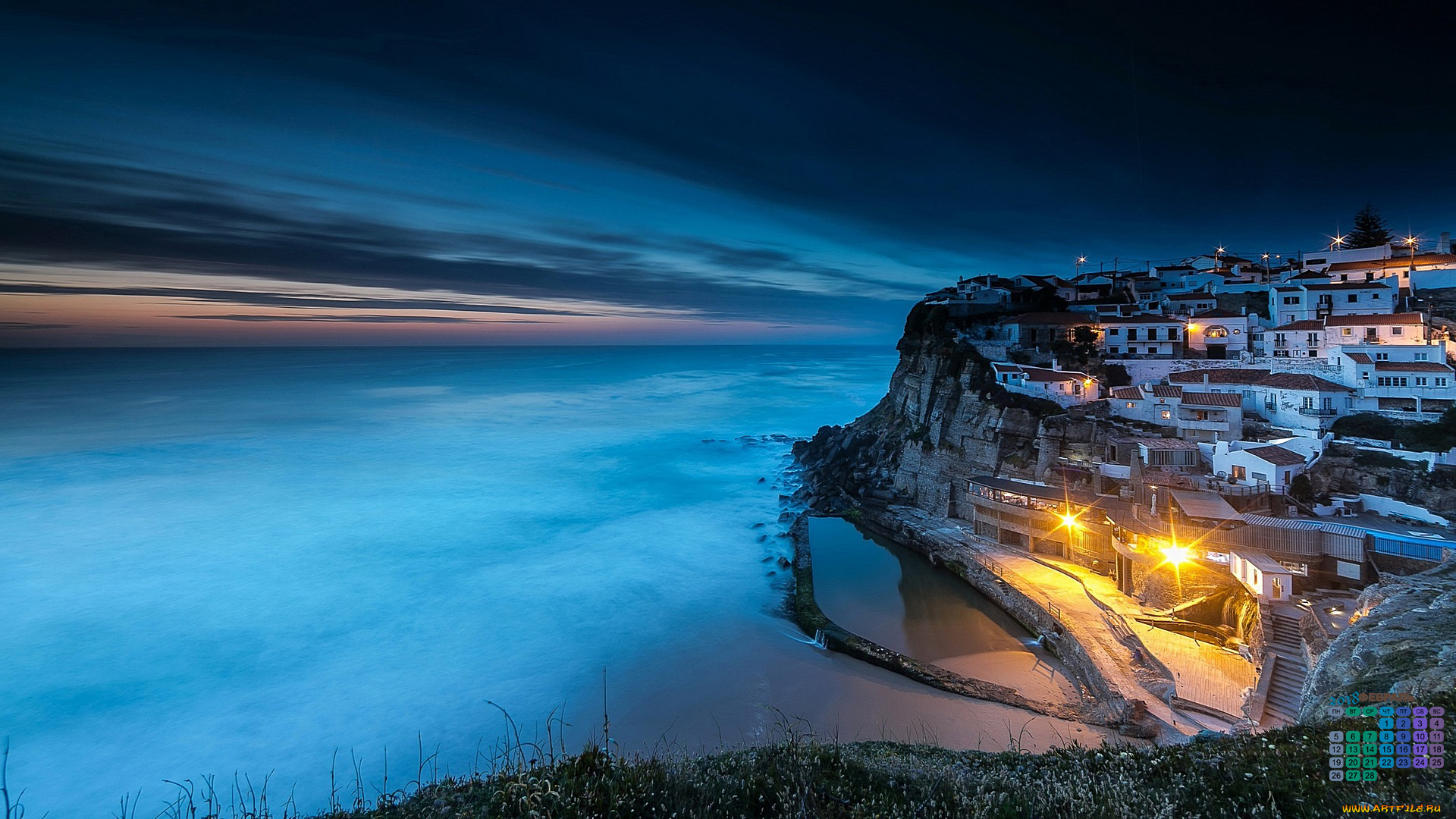 португалия, календари, города, 2018, здание, водоем