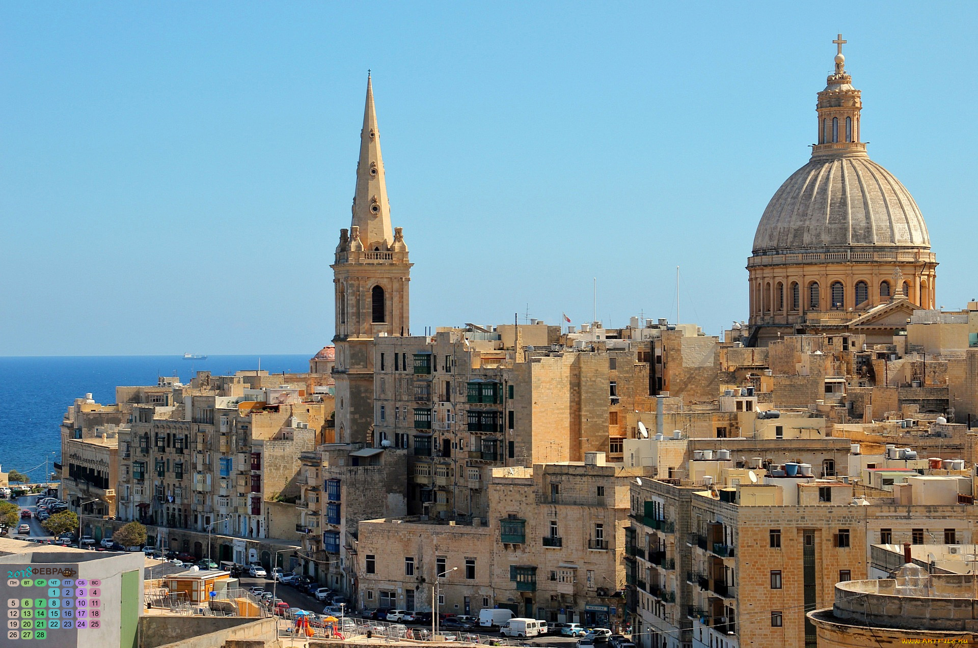 мальта, календари, города, водоем, 2018, здание