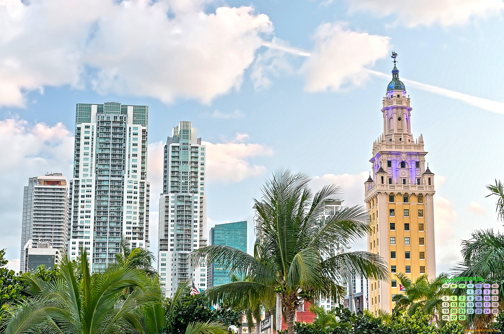 календари, города, облака, деревья, здание, 2018