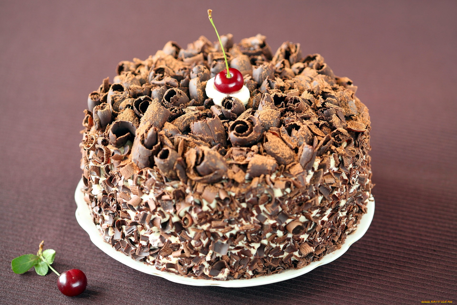 еда, торты, шоколад, вишня, торт