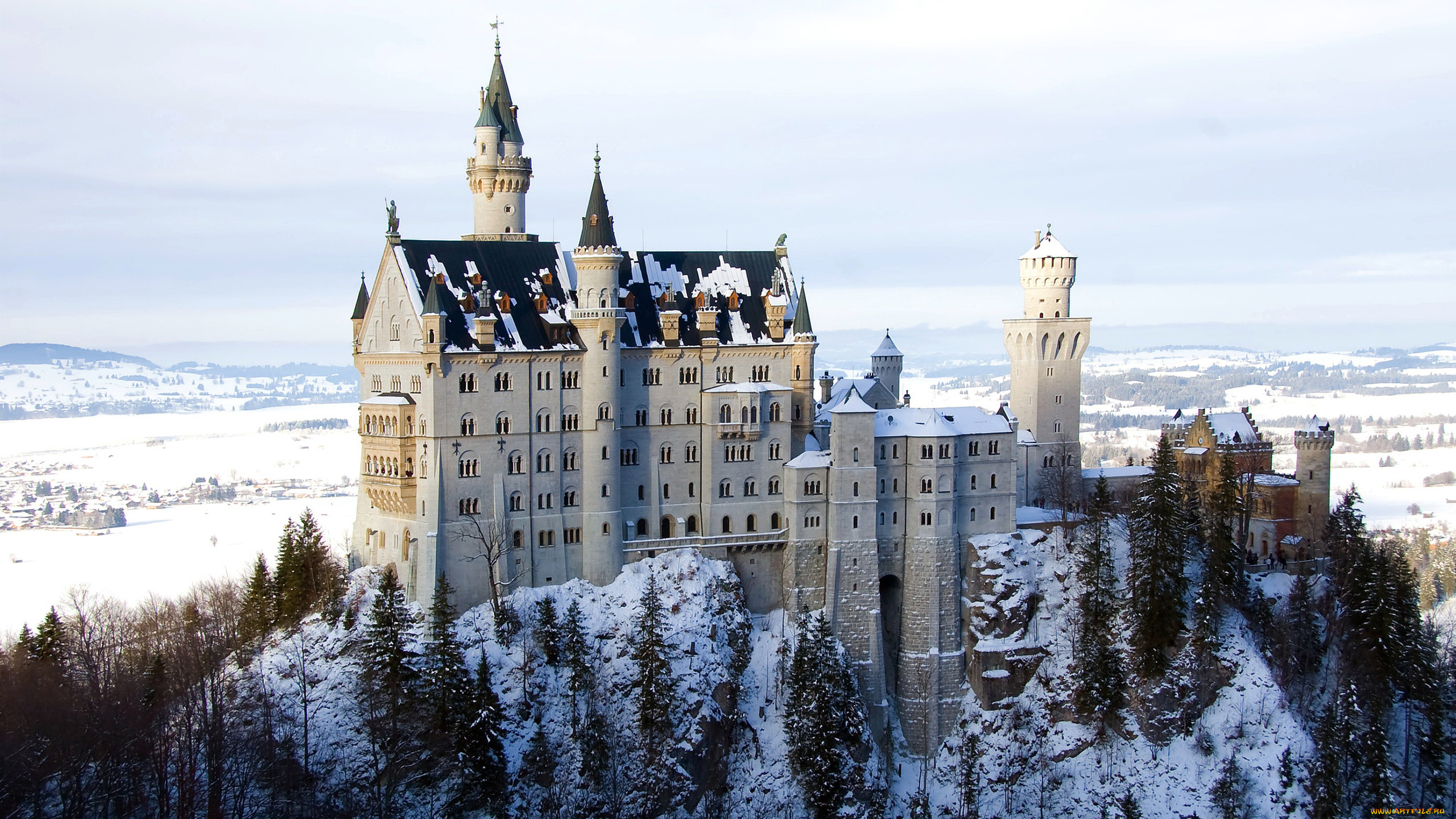 города, замок, нойшванштайн, , германия, neuschwanstein, castle