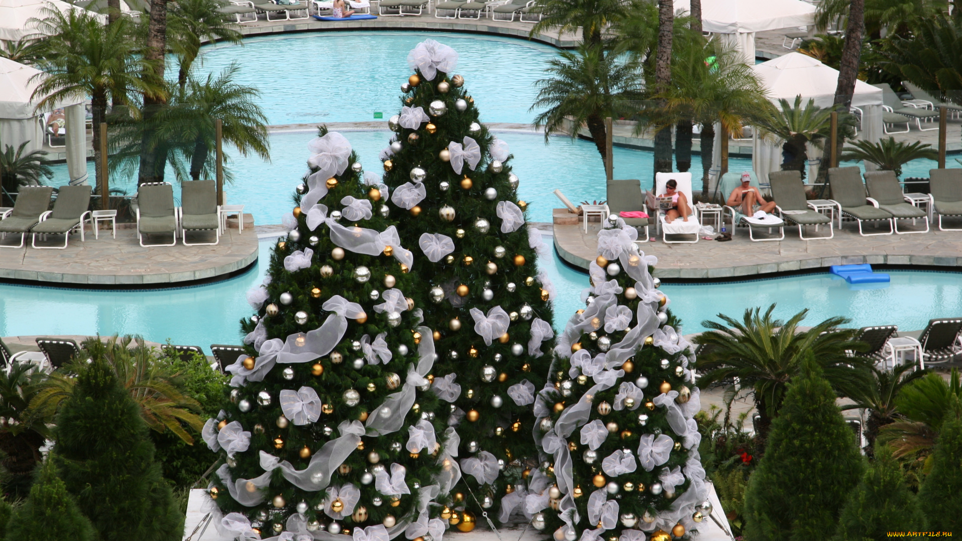 календари, праздники, , салюты, курорт, бассейн, шар, игрушка, елка