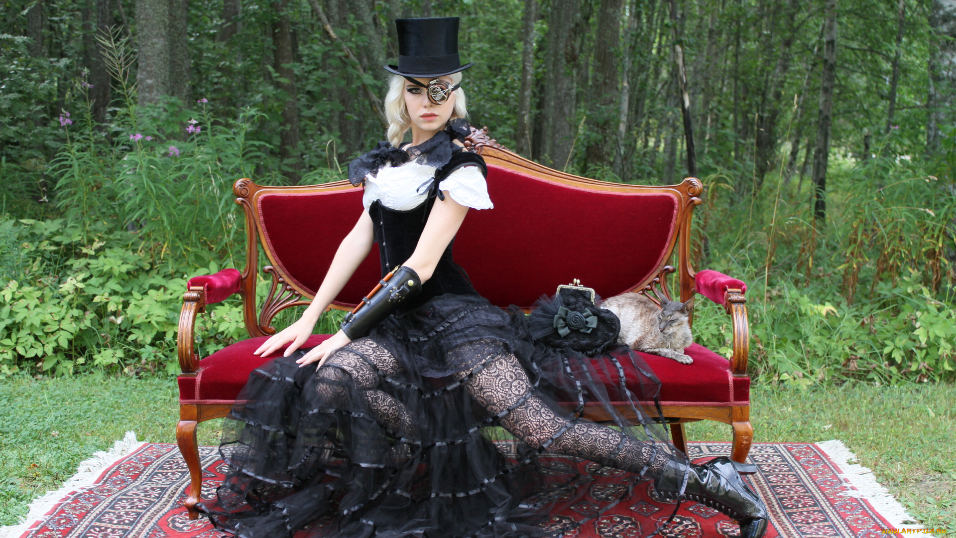 девушки, miranda, hedman, девушка, фон, взгляд, платье, диван, miranda, hedman