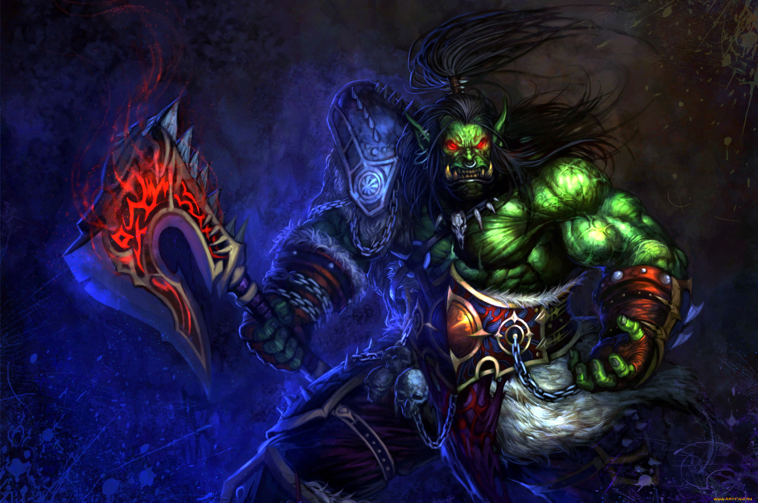 видео, игры, world, of, warcraft, орк, топор