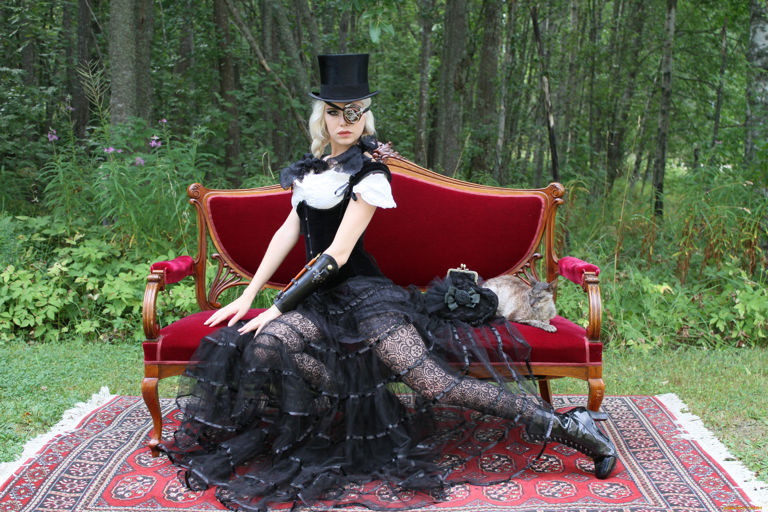 девушки, miranda, hedman, девушка, фон, взгляд, платье, диван, miranda, hedman