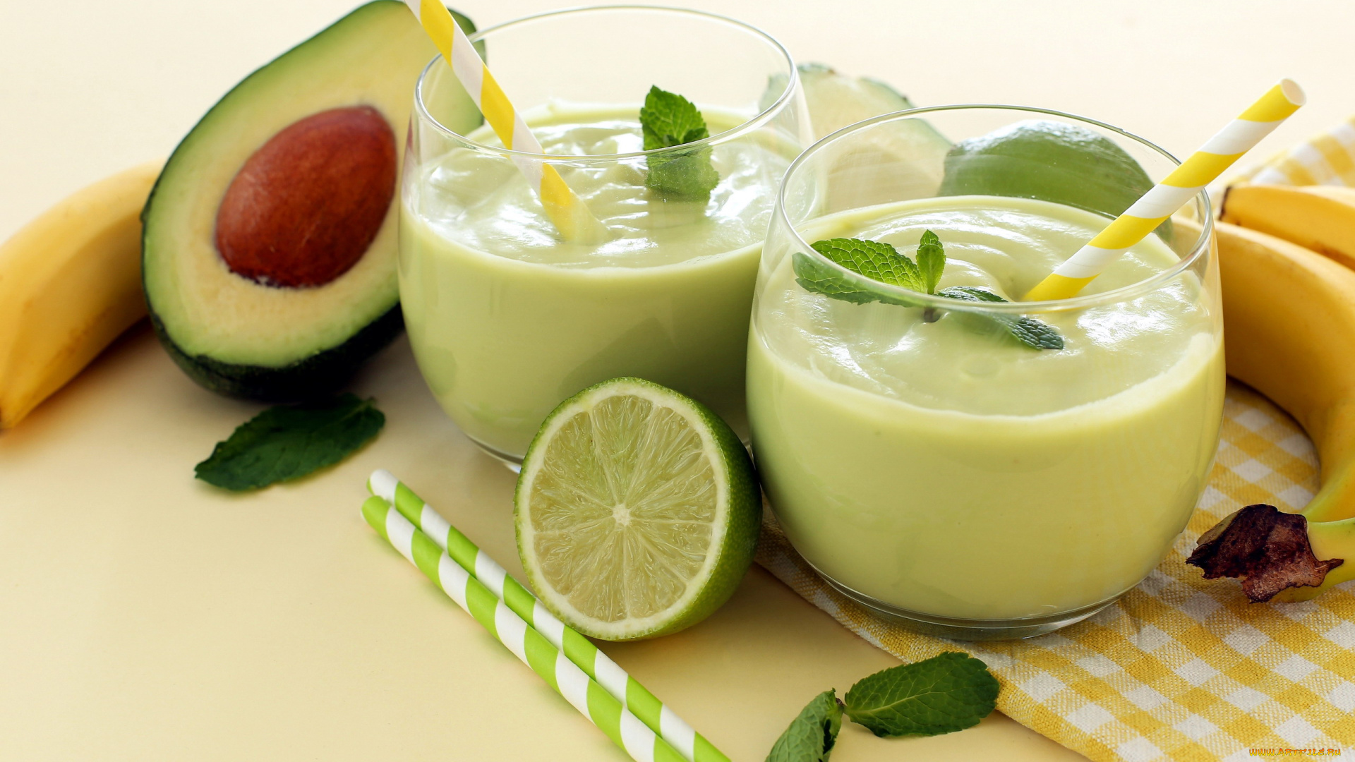 еда, напитки, авокадо, банан, лайм, смузи, напиток
