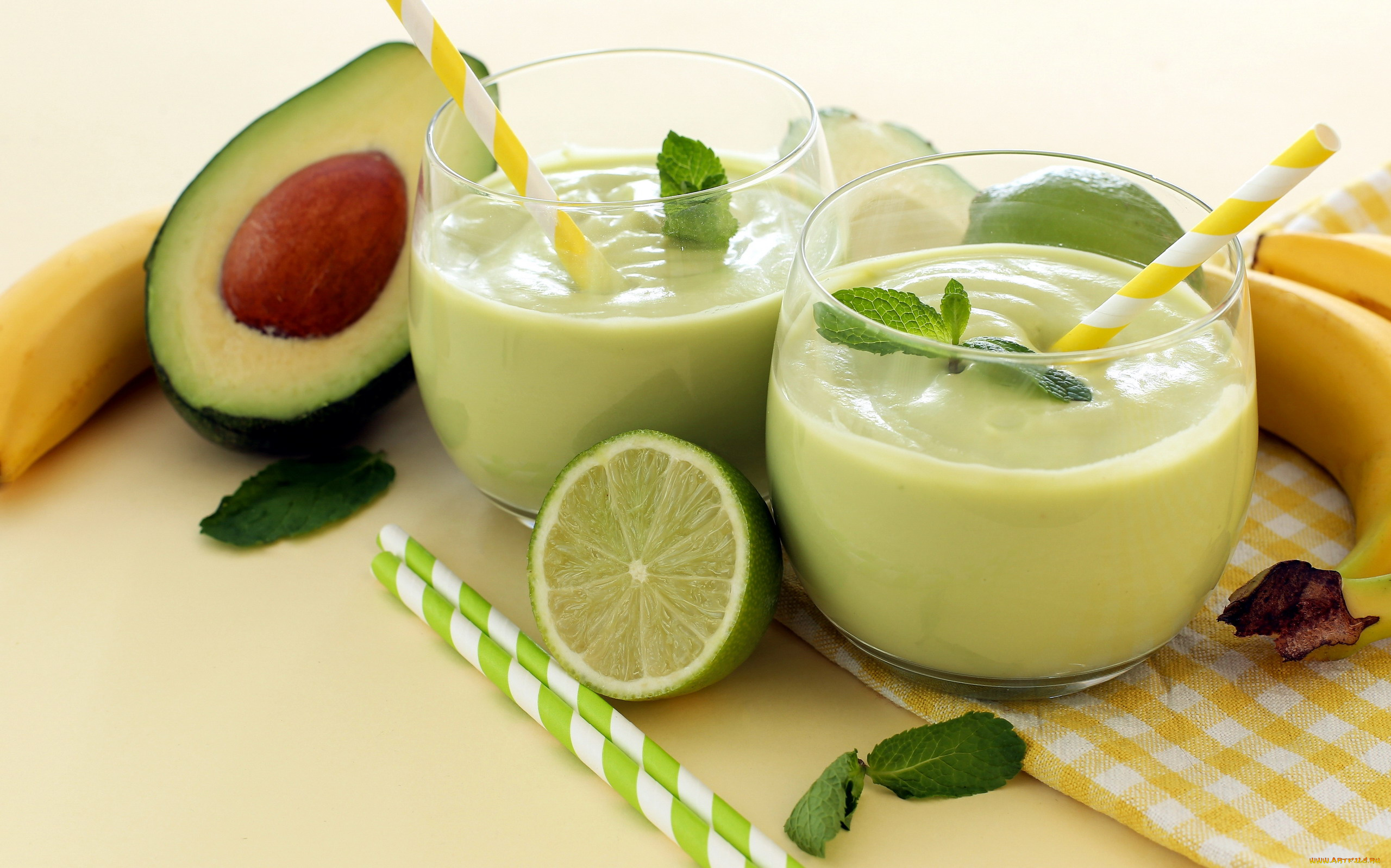 еда, напитки, авокадо, банан, лайм, смузи, напиток