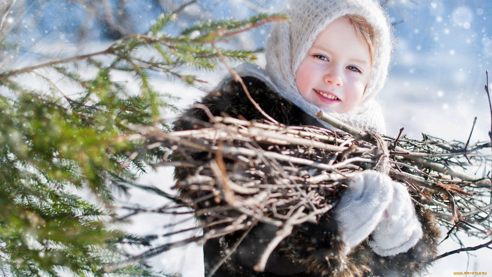 разное, дети, девочка, хворост