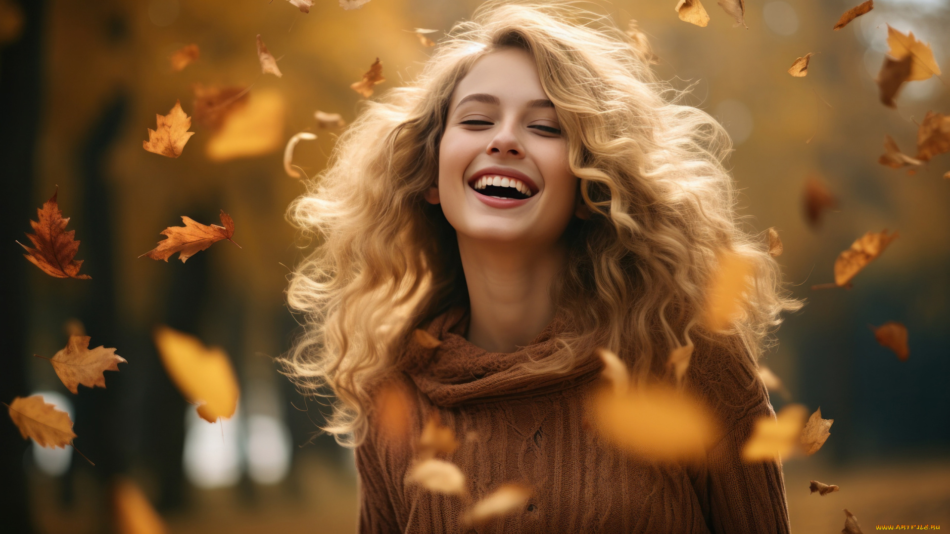 3д, графика, люди, , people, осень, белый, взгляд, девушка, природа, лицо, улыбка, парк