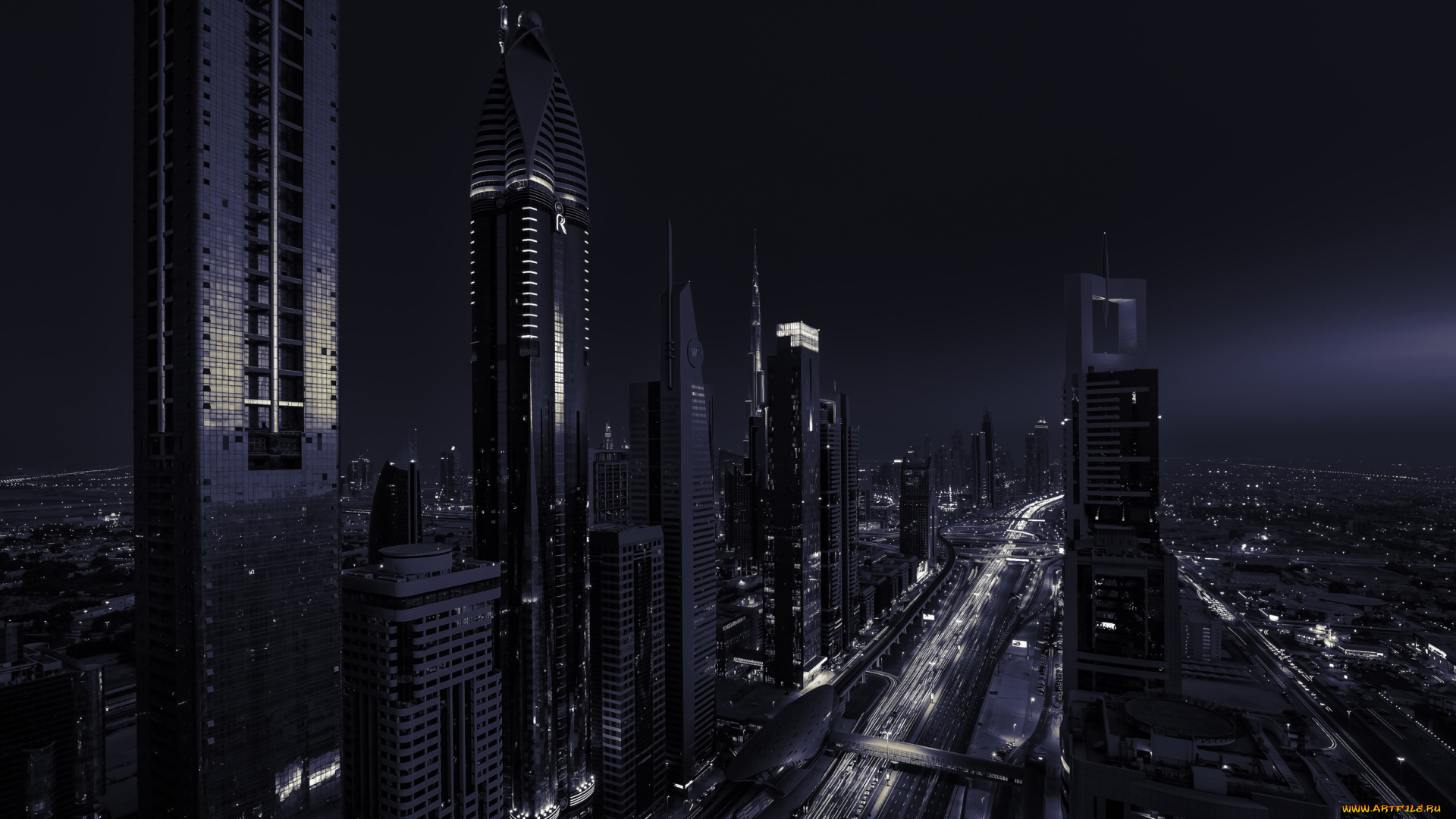 города, дубай, , оаэ, небоскреб, дубай, ночь, город, улица