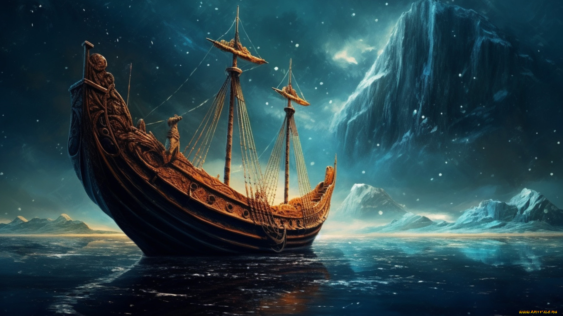 корабли, 3d, вода, корабль, парусник, фэнтези, водоем, судно, плавание, парусное