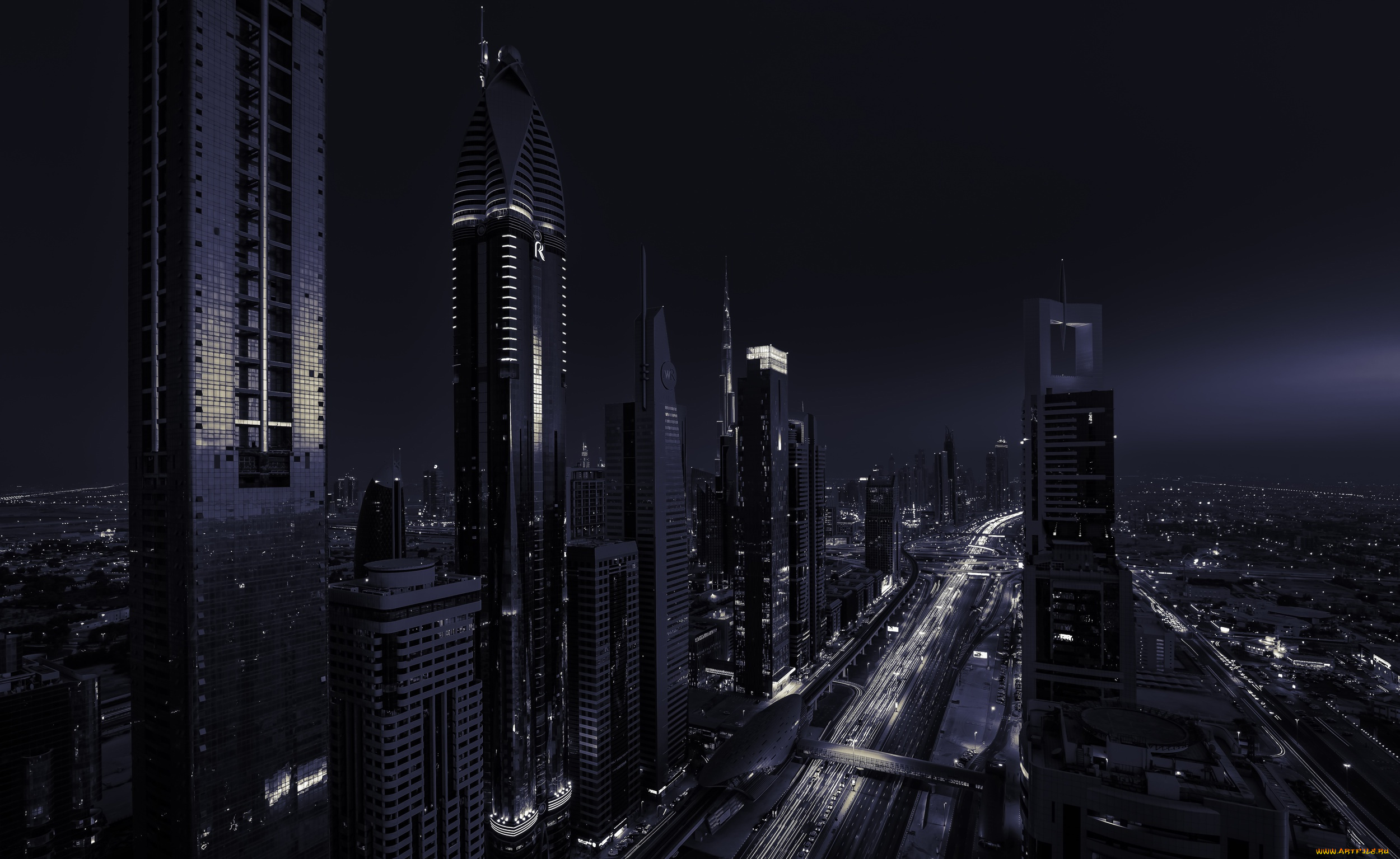города, дубай, , оаэ, небоскреб, дубай, ночь, город, улица