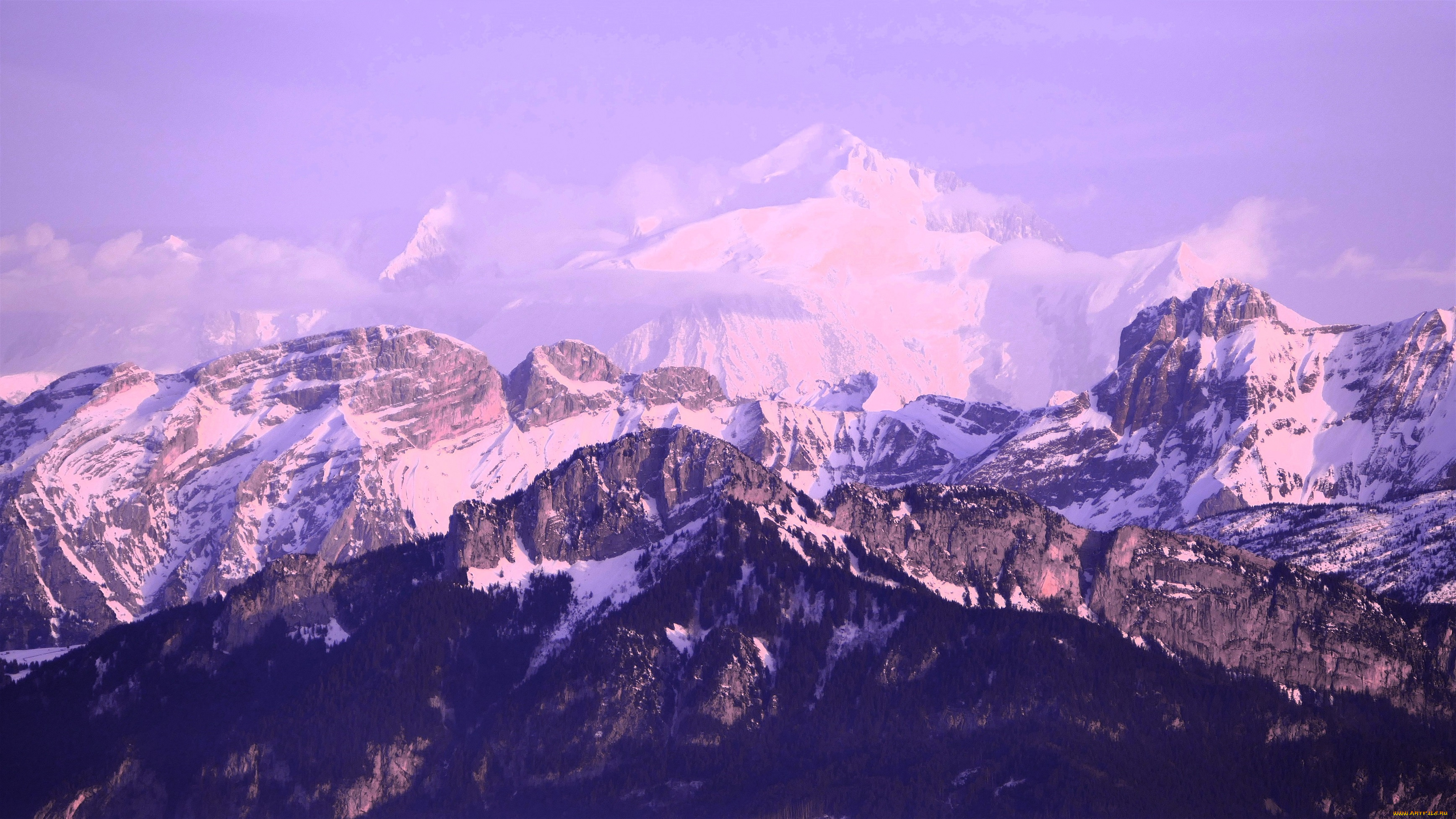 природа, горы, снег