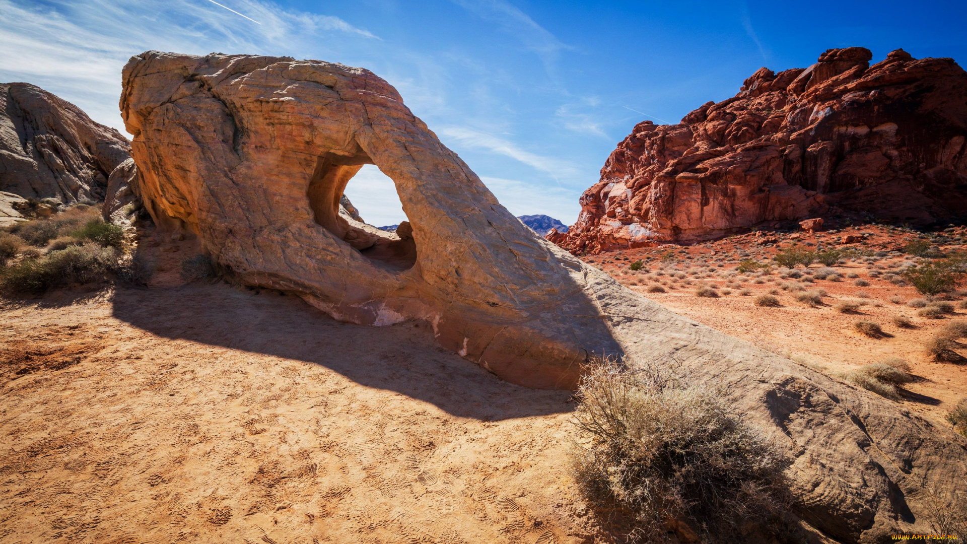 arch, in, the, midday, sun, valley, of, fire, nevada, природа, горы, arch, in, the, midday, sun, valley, of, fire