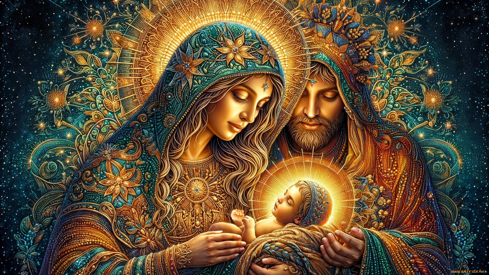 разное, религия, мадонна, младенец, рождество, нейросеть, отец