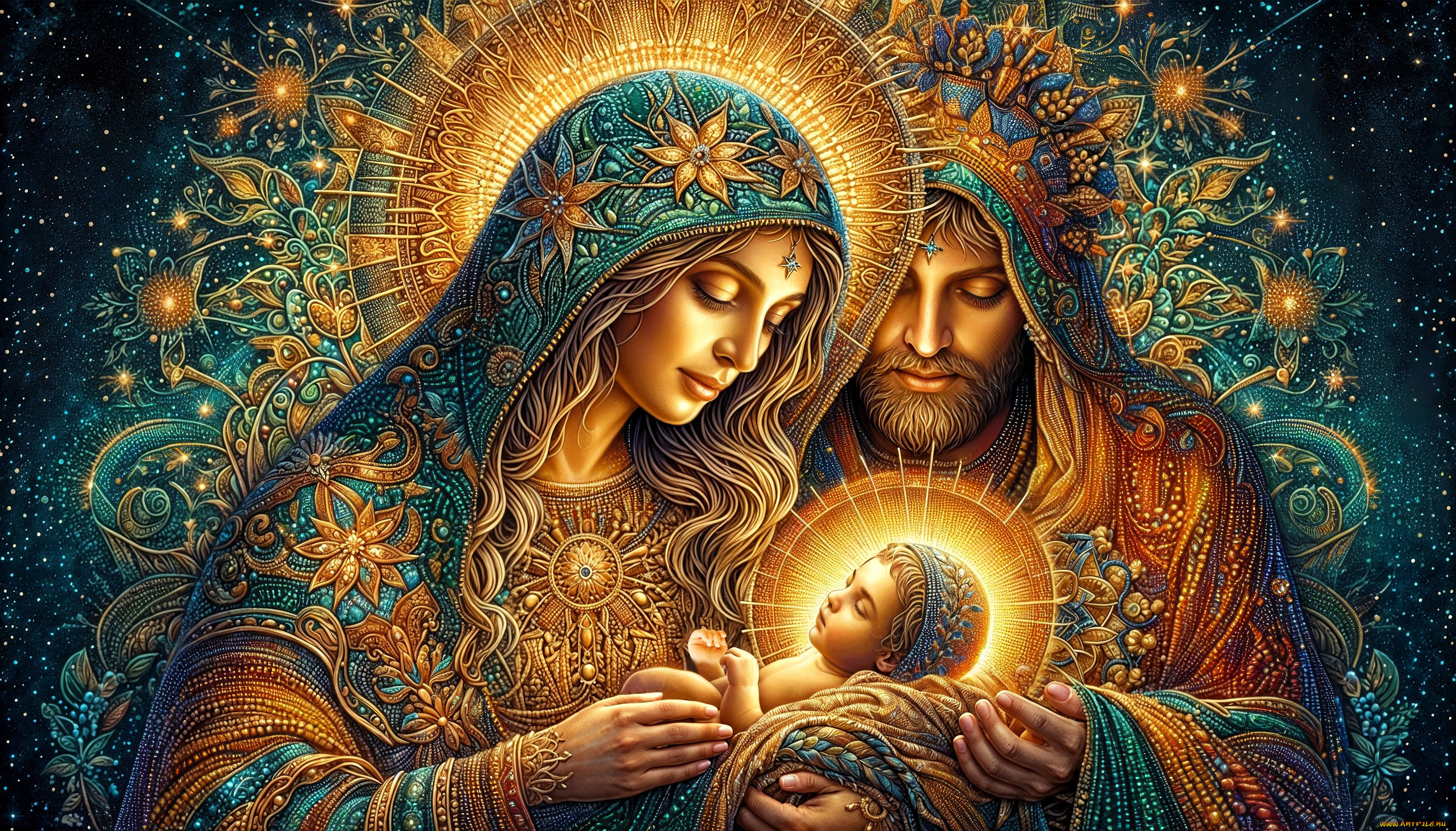 разное, религия, мадонна, младенец, рождество, нейросеть, отец