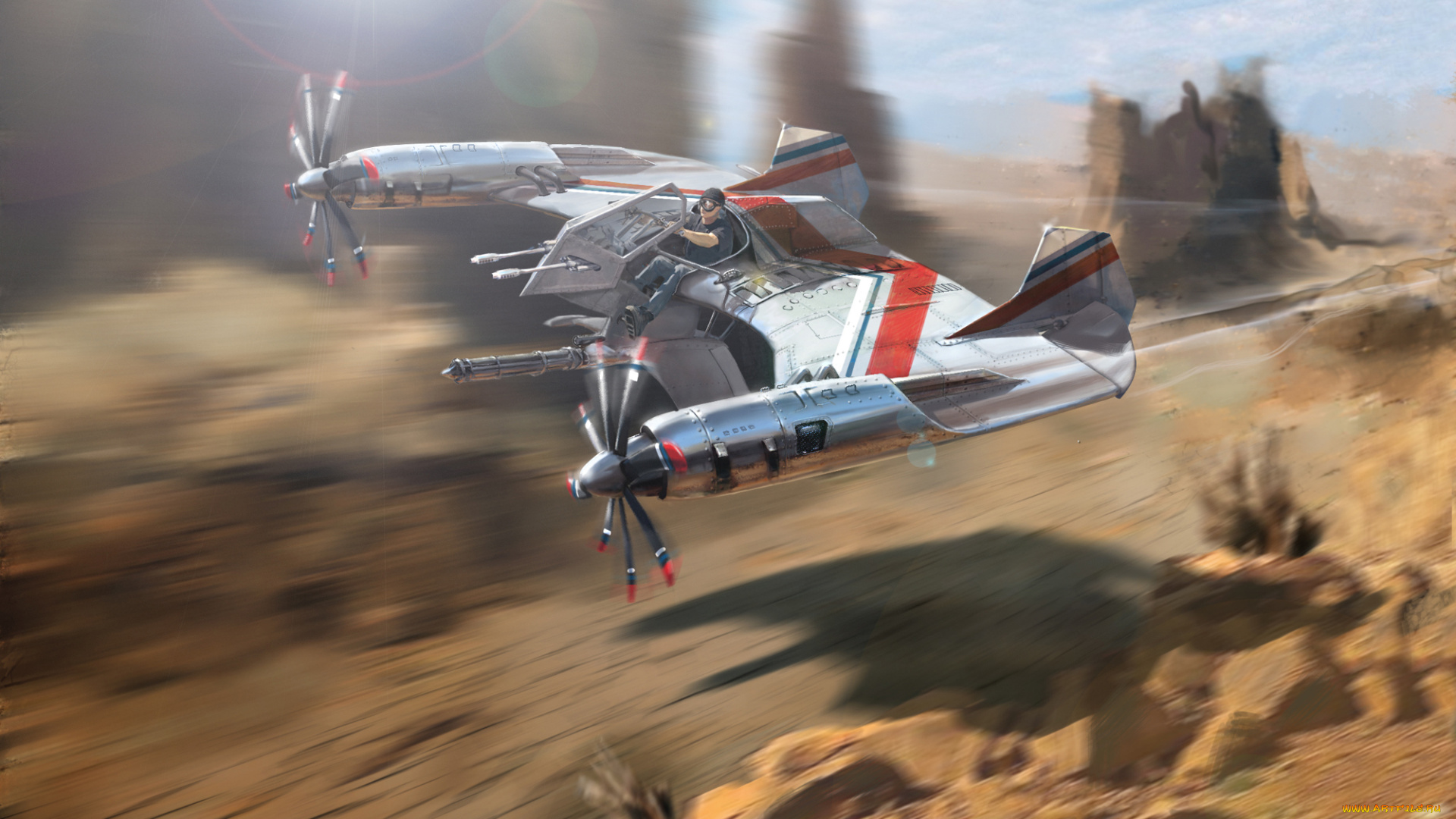 фэнтези, -временный, , не, выбирать, летающий, пустыня, гонки, болид