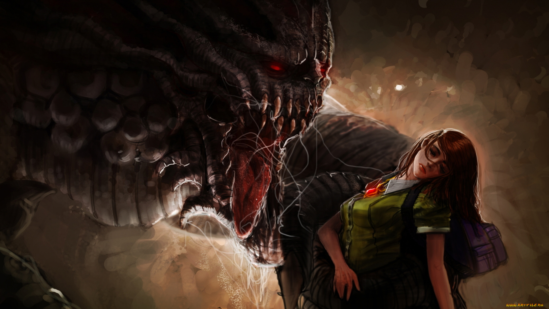 фэнтези, красавицы, и, чудовища, девушка, язык, обморок, чудовище, монстр