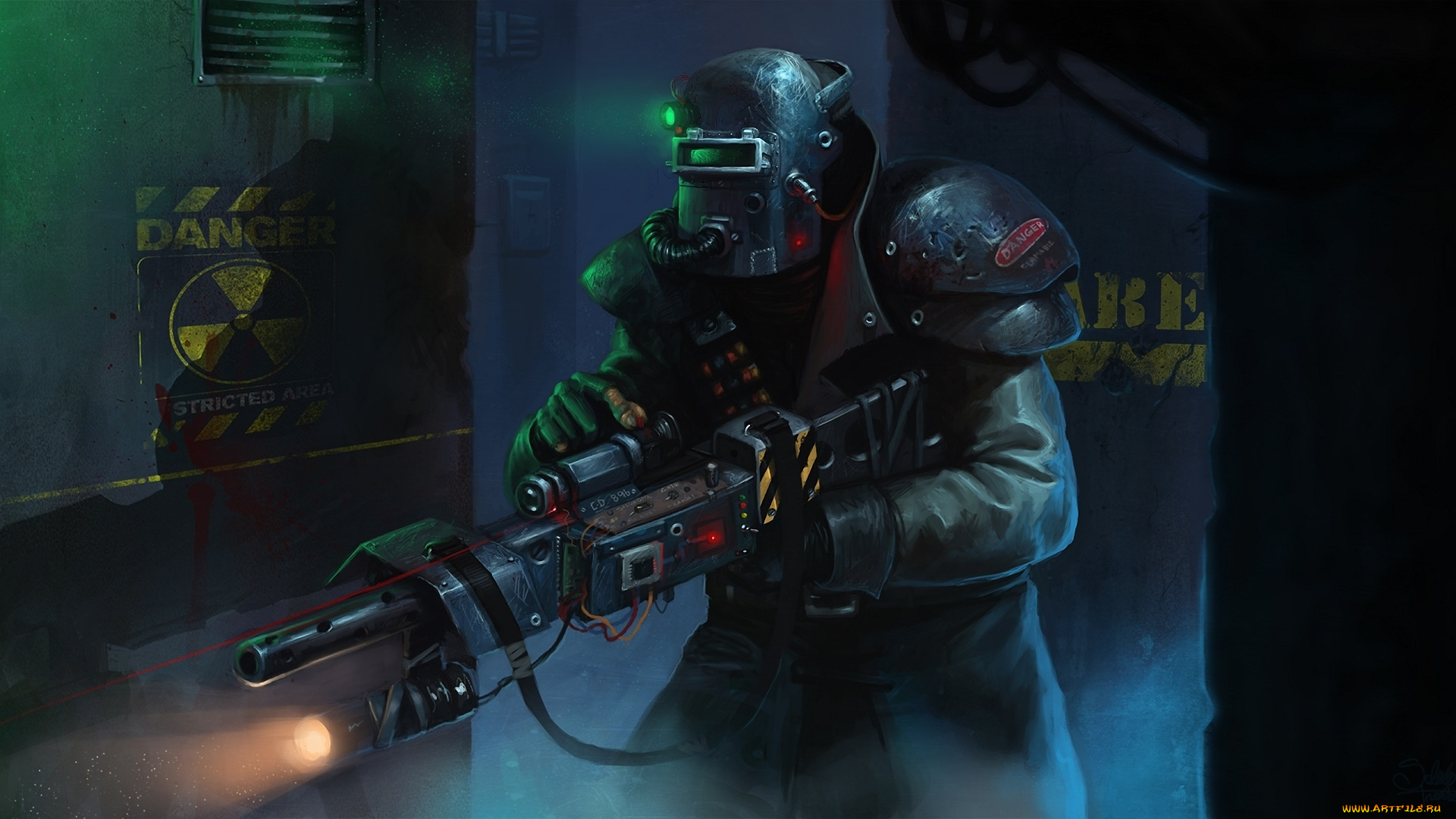 фэнтези, люди, автомат, солдат, шлем, костюм, защитный, опасность