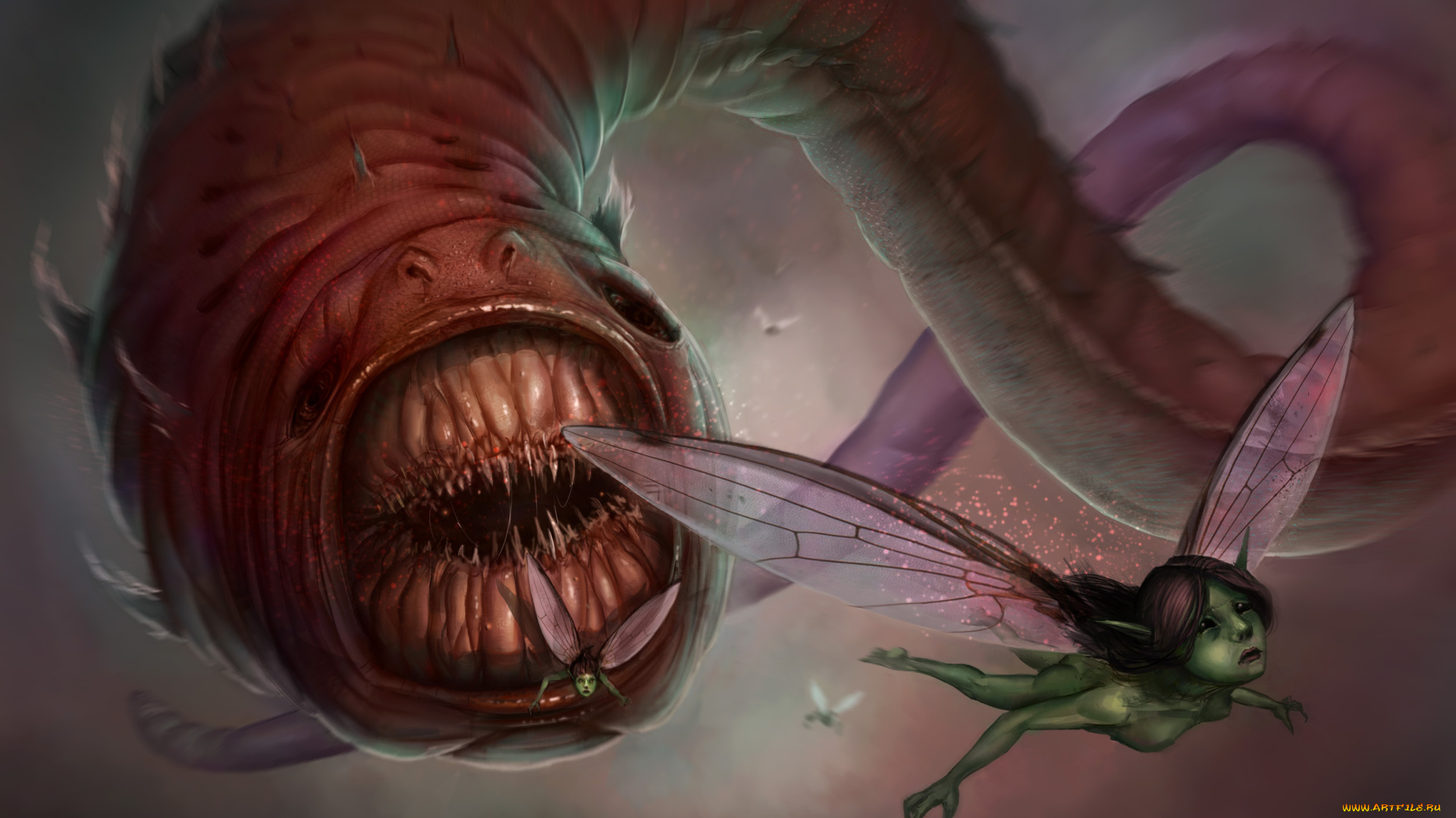 фэнтези, существа, погоня, чудовище, монстр, феи