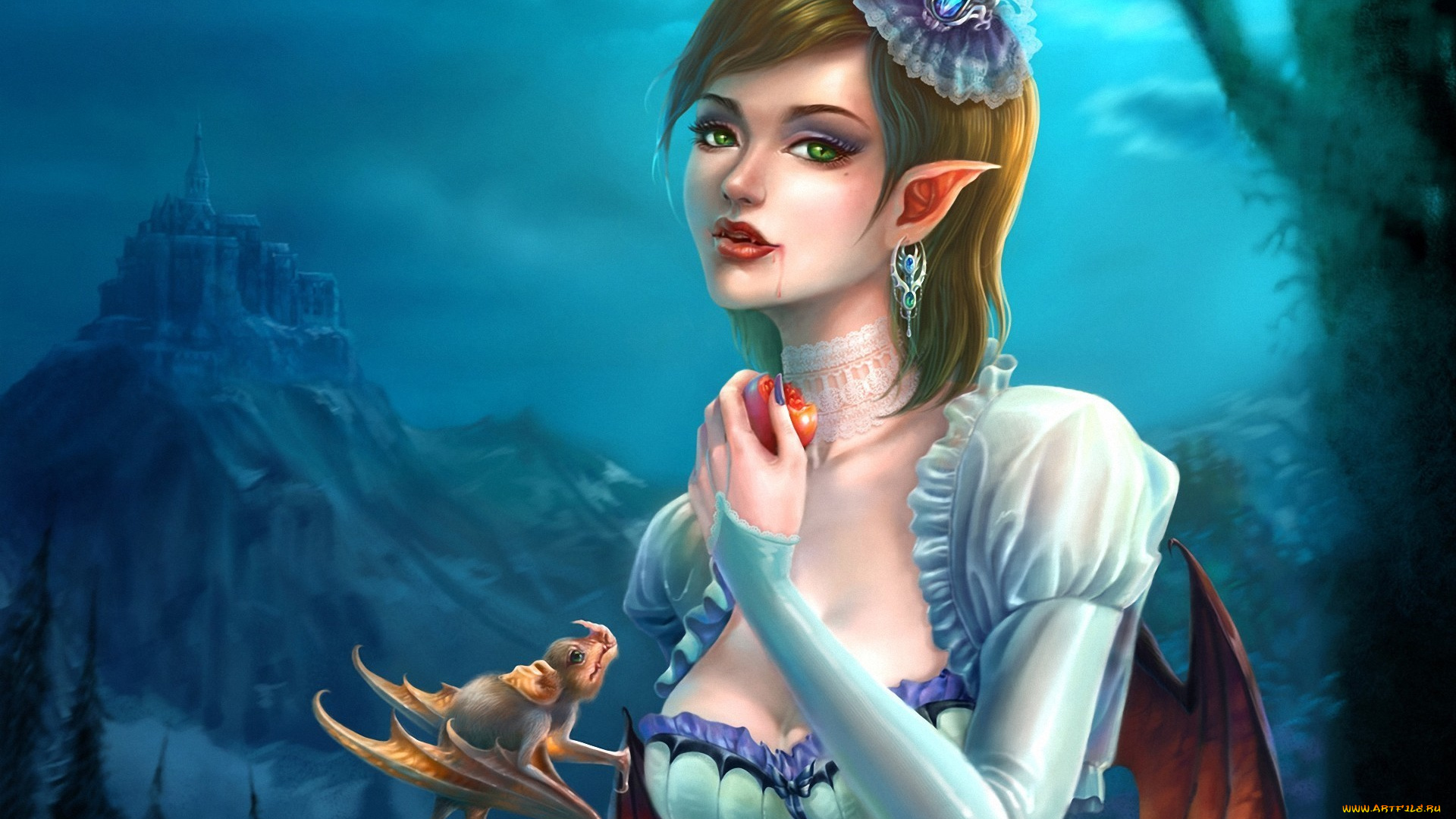 фэнтези, вампиры, вампир, летучая, горы, замок