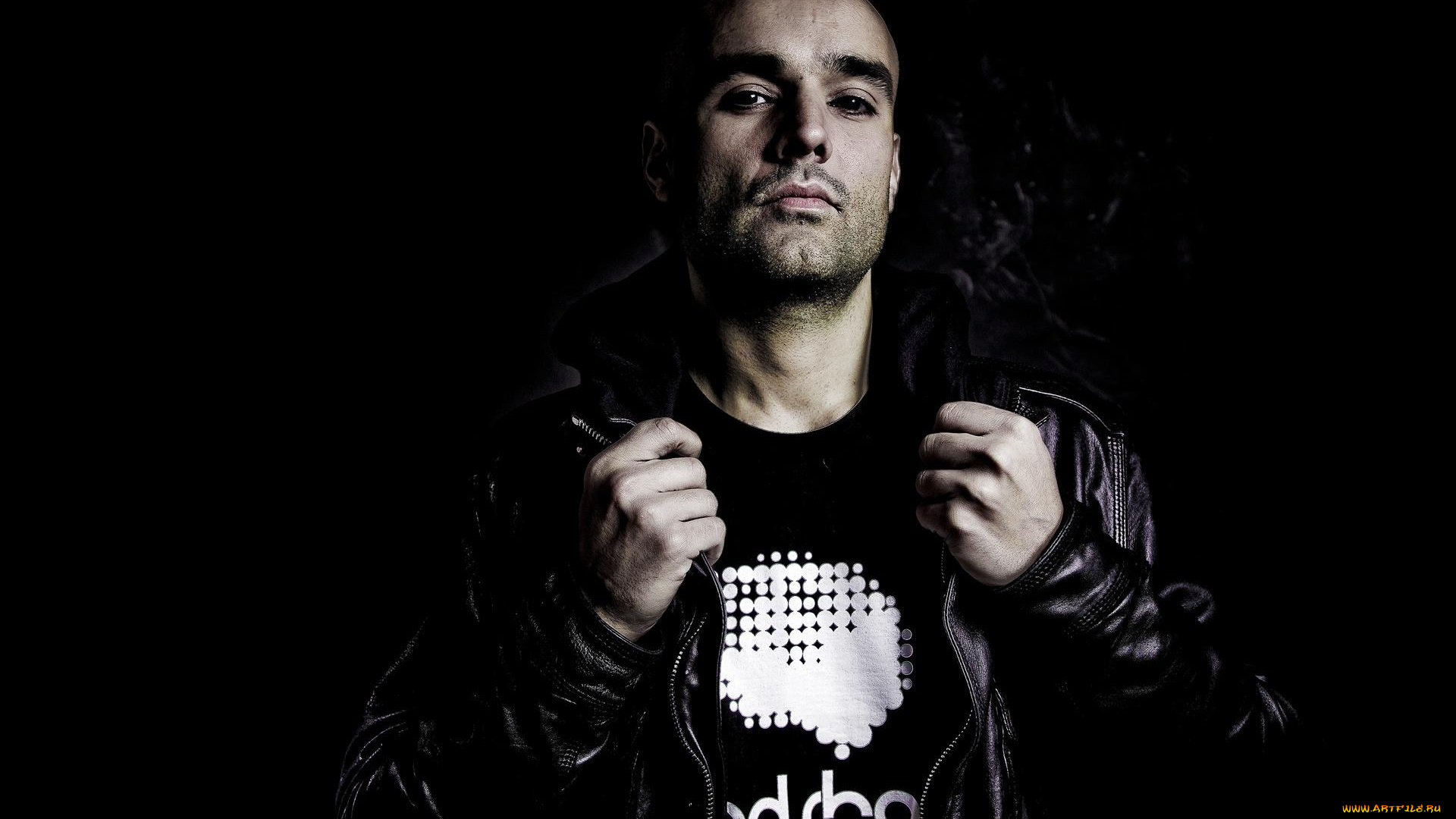 музыка, -, другое, paco, osuna, музыкант, футболка, куртка, взгляд, черный, фон