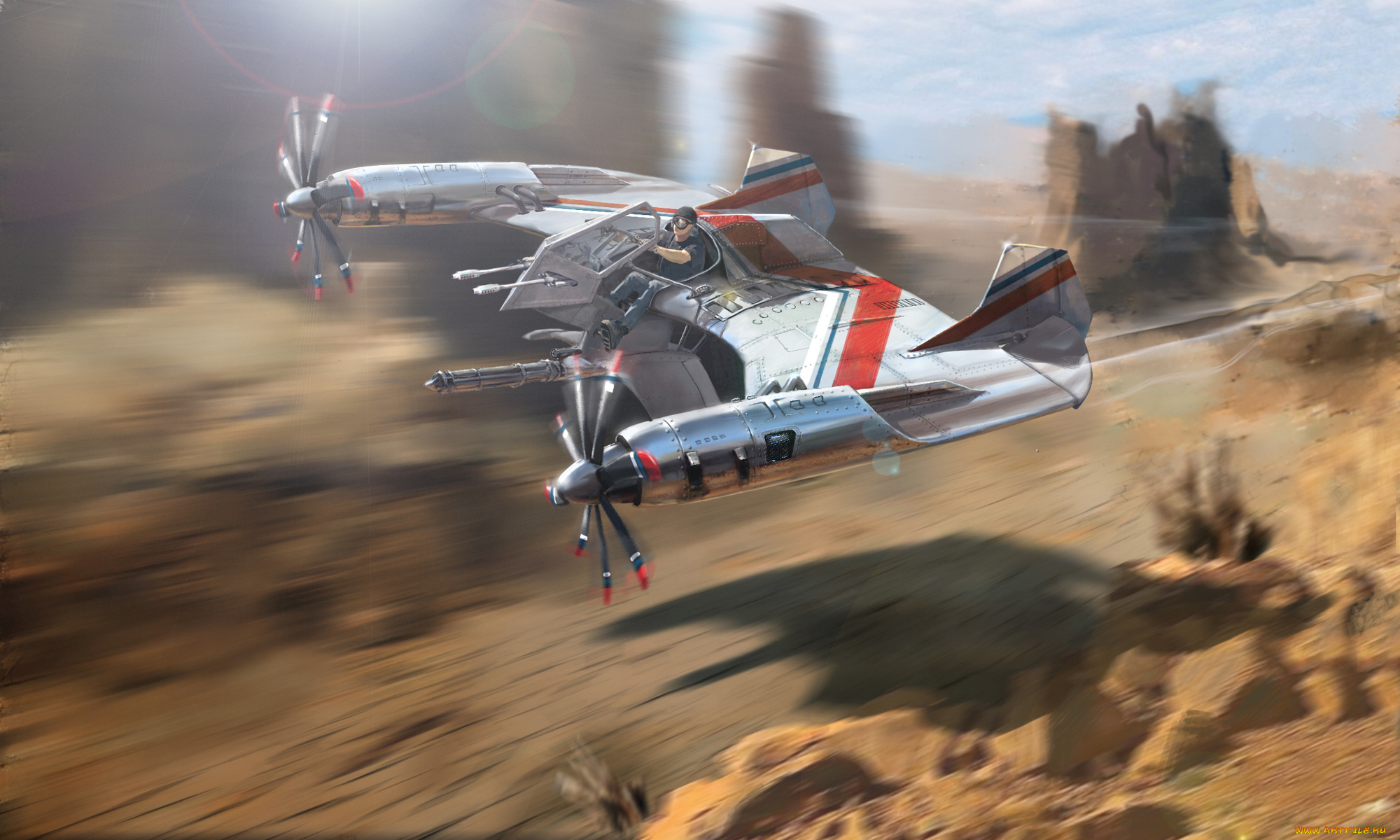 фэнтези, -временный, , не, выбирать, летающий, пустыня, гонки, болид