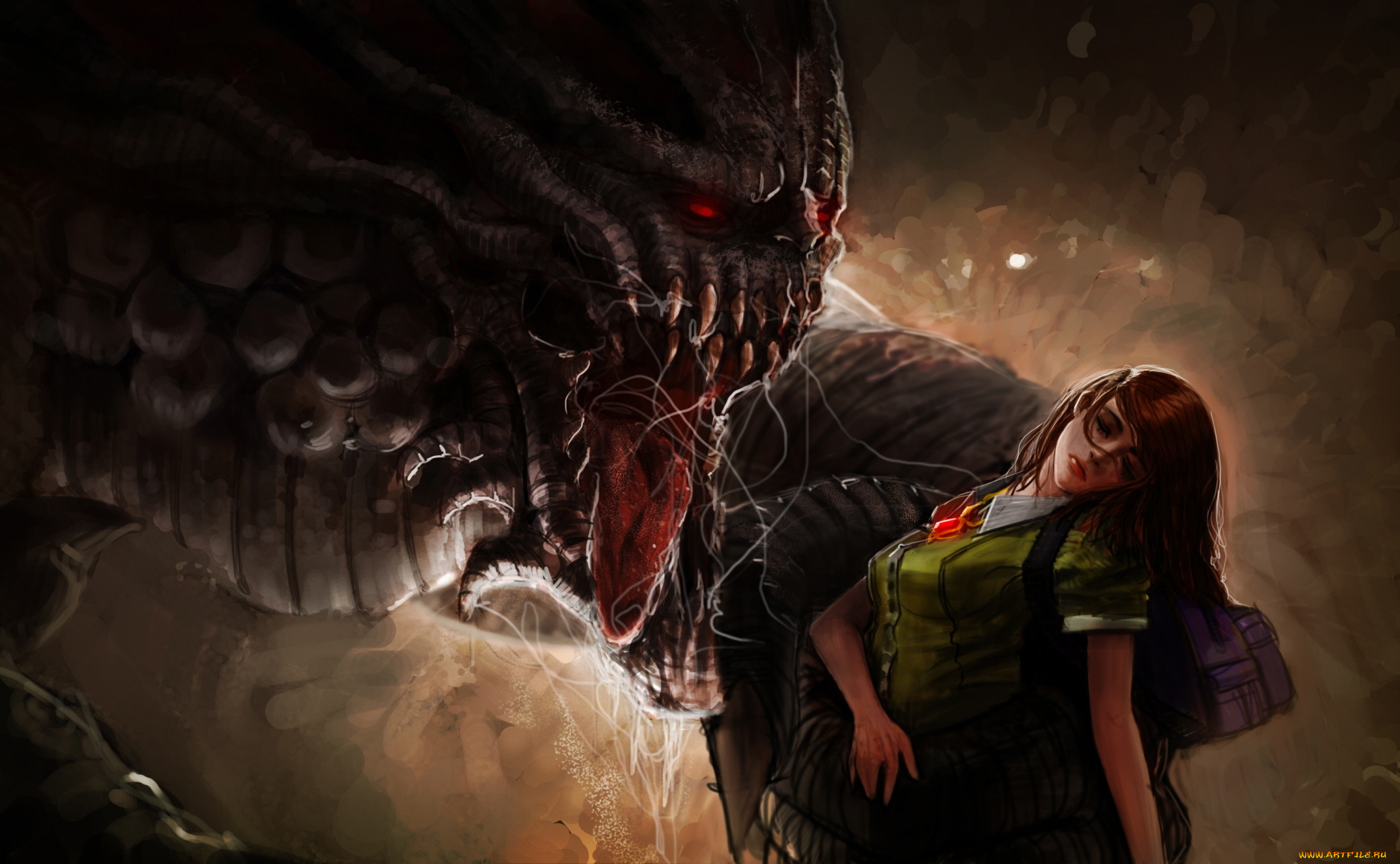 фэнтези, красавицы, и, чудовища, девушка, язык, обморок, чудовище, монстр