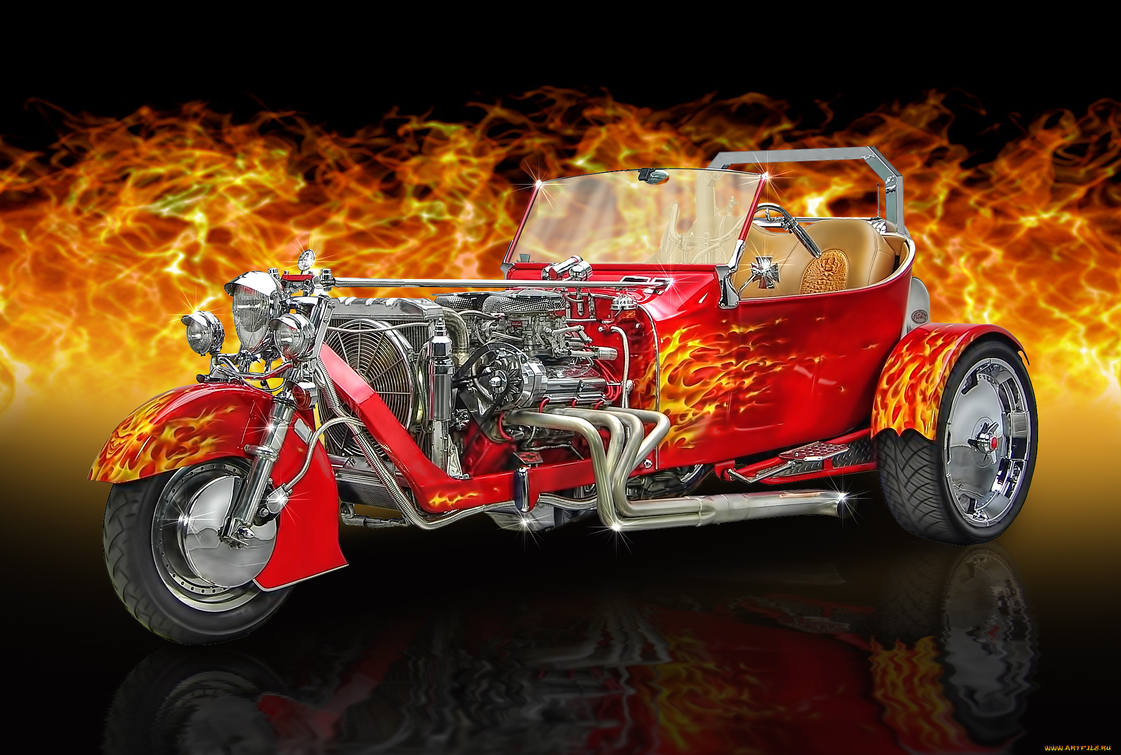 viper, red, 1923, ford, t-bucket, trike, мотоциклы, трёхколёсные, мотоциклы, огонь, пламя, трицикл, ford, t-bucket, trike, трайк, viper, red