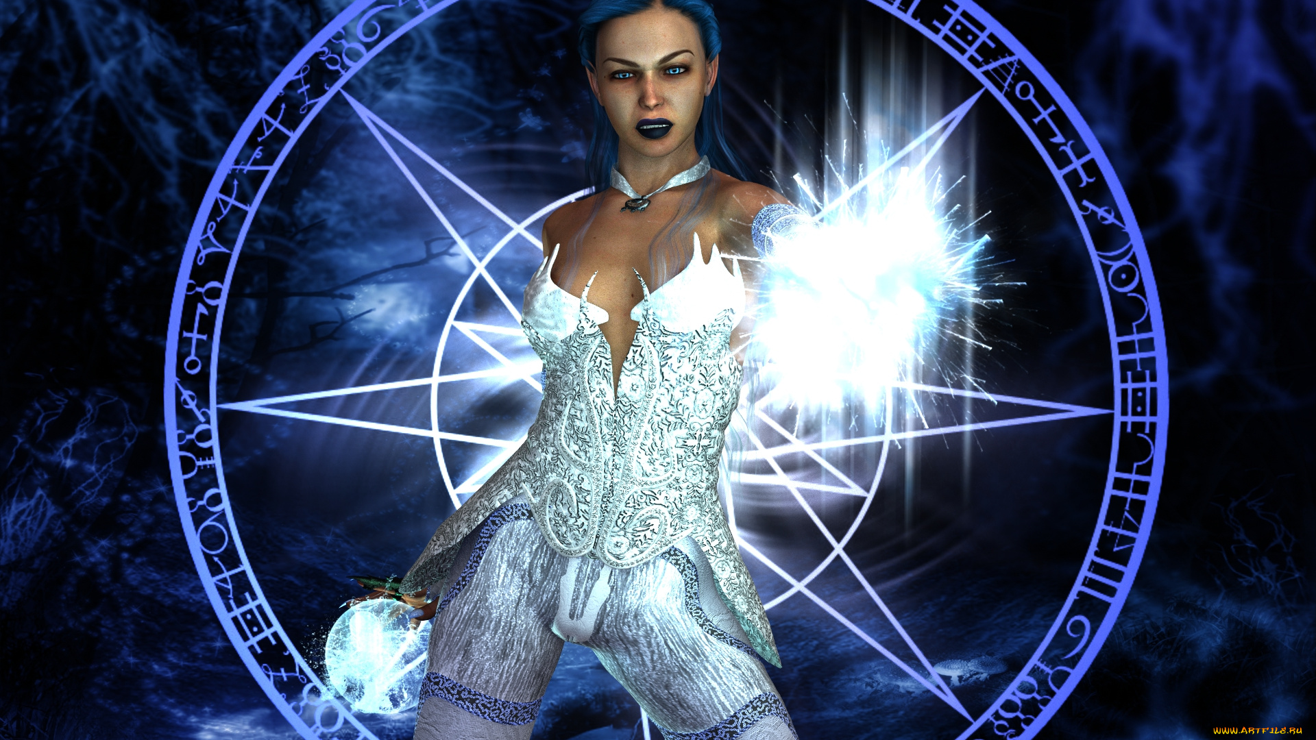 3д, графика, фантазия, , fantasy, девушка, взгляд, фон, магия