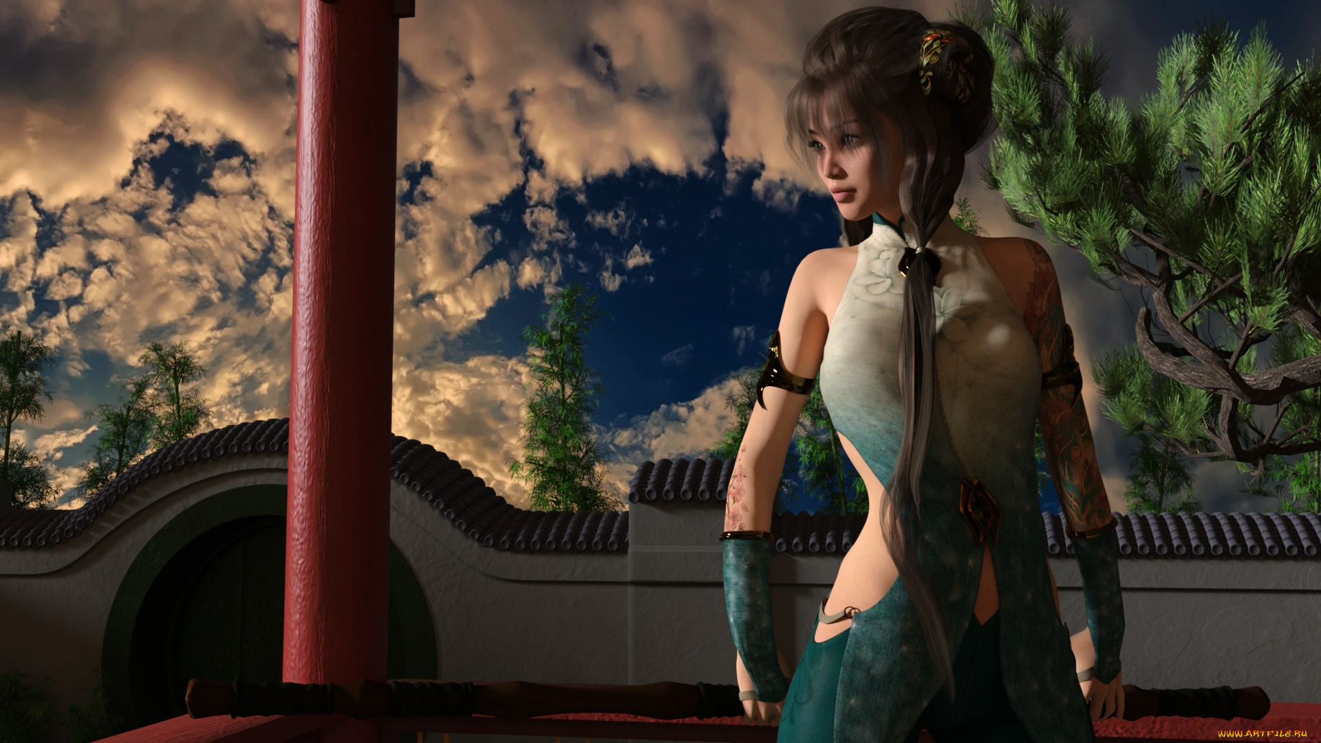 3д, графика, фантазия, , fantasy, фон, взгляд, девушка