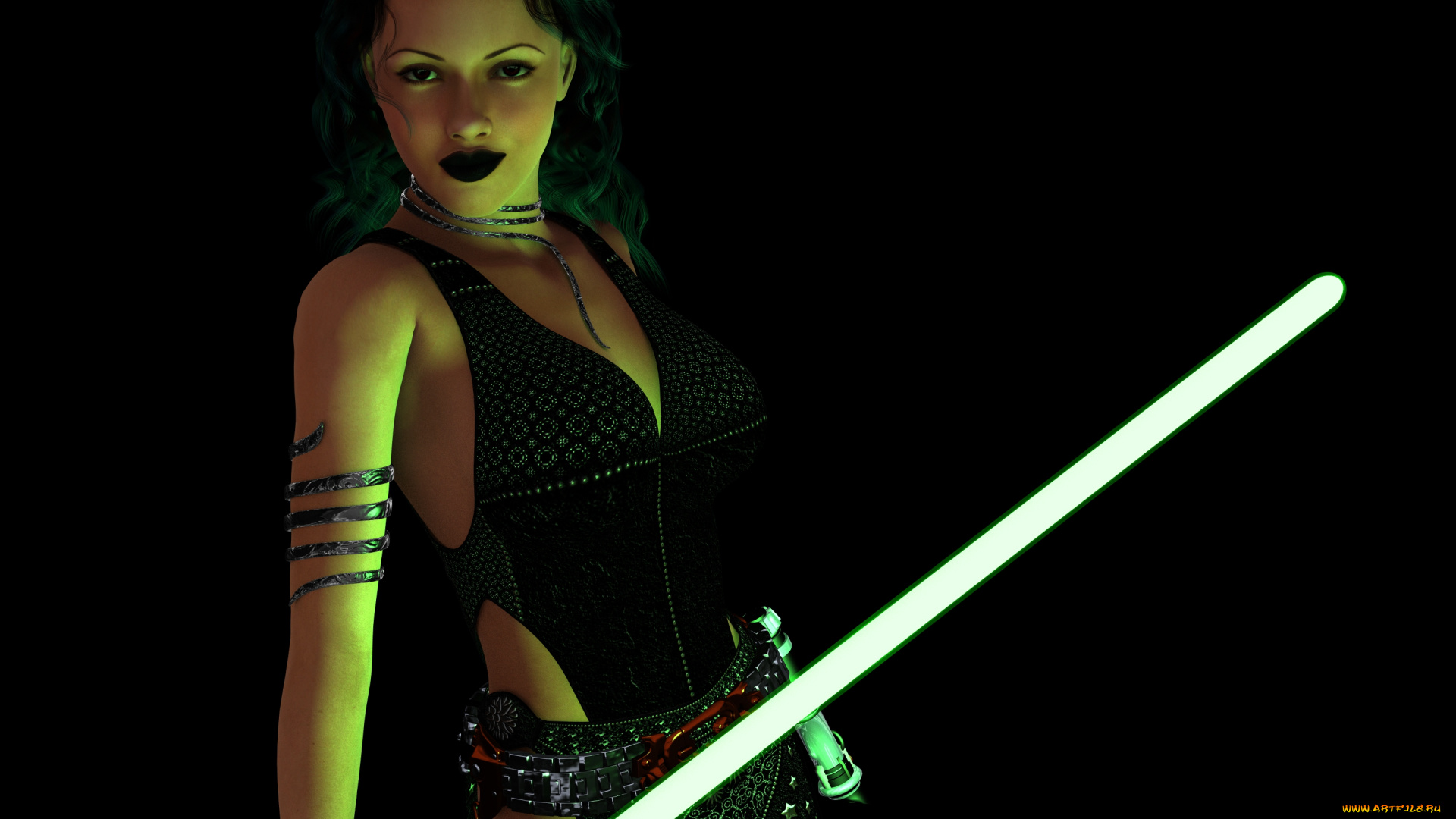 3д, графика, фантазия, , fantasy, оружие, фон, девушка, взгляд