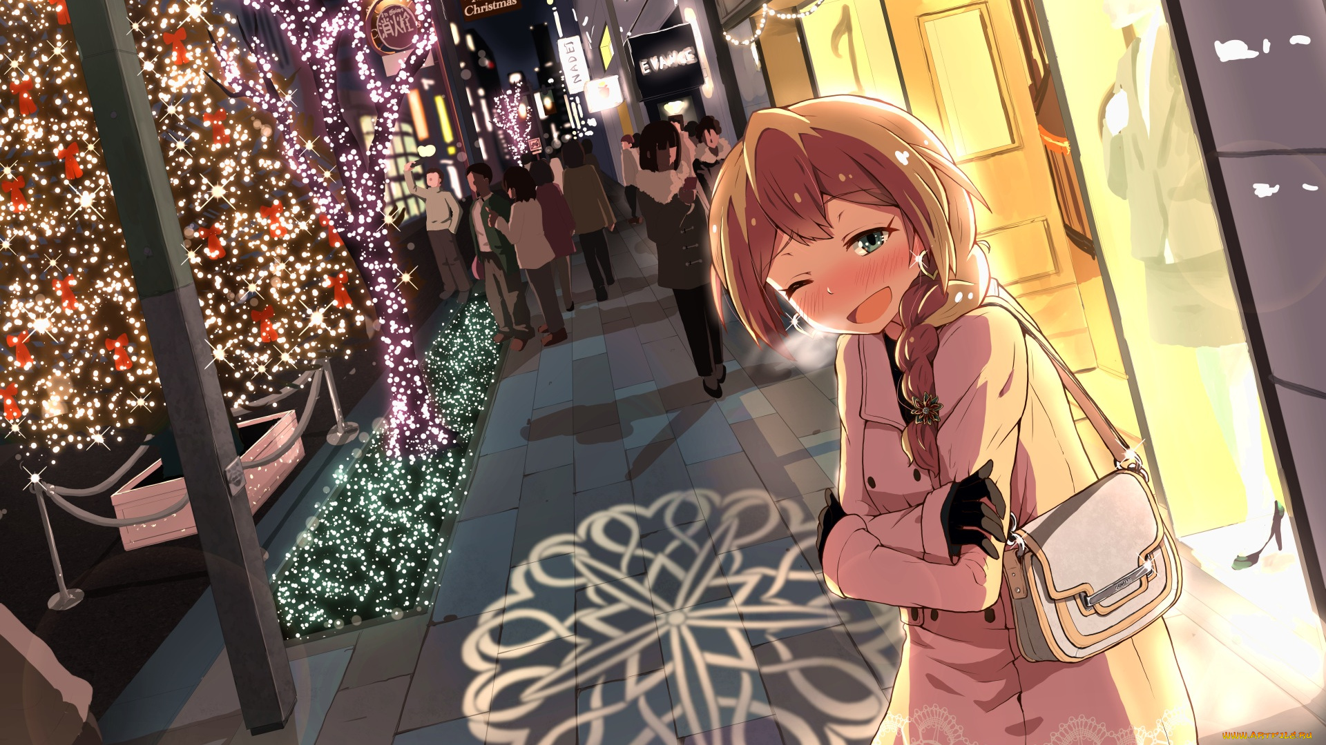 автор, , fubuki, , pekesan, аниме, idolm@ster, idolmaster, million, live, baba, konomi, девочка, люди, ночь, город, деревья, огни