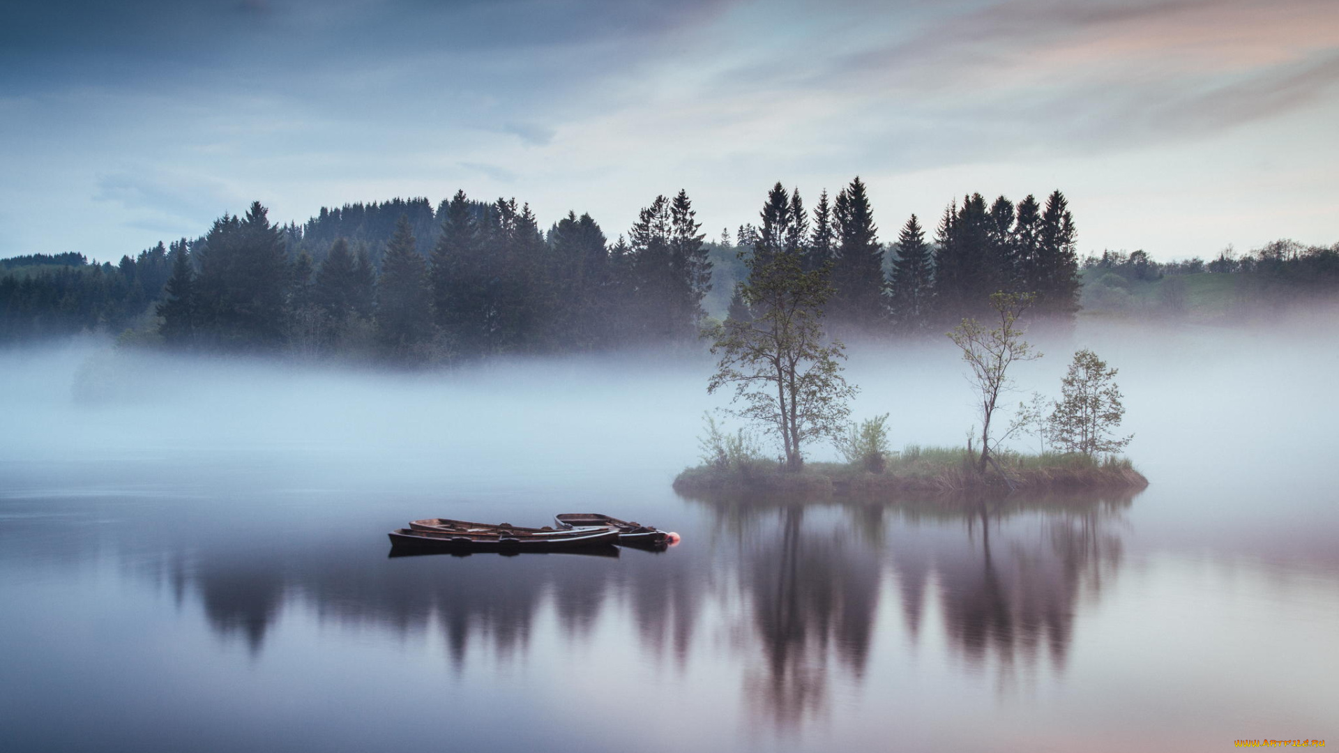 корабли, лодки, , шлюпки, дымка, озеро, природа, лес