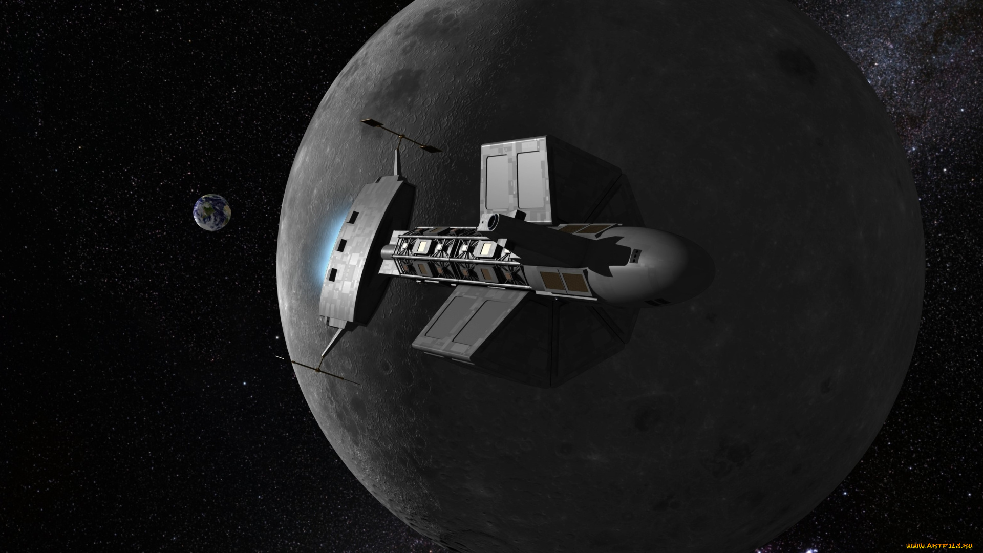 космос, арт, планета, вселенная, полет, космический, корабль