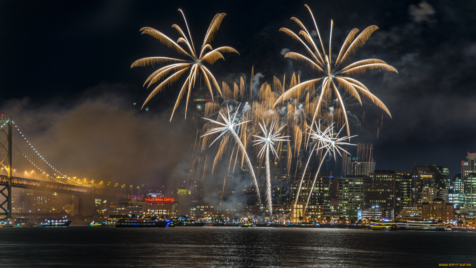 разное, салюты, , фейерверки, ночь, фейерверк