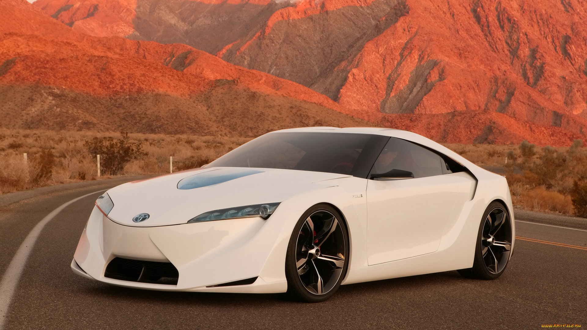 toyota, ft, hs, concept, автомобили, toyota, горы, concept, белый, автомобиль, ft, hs