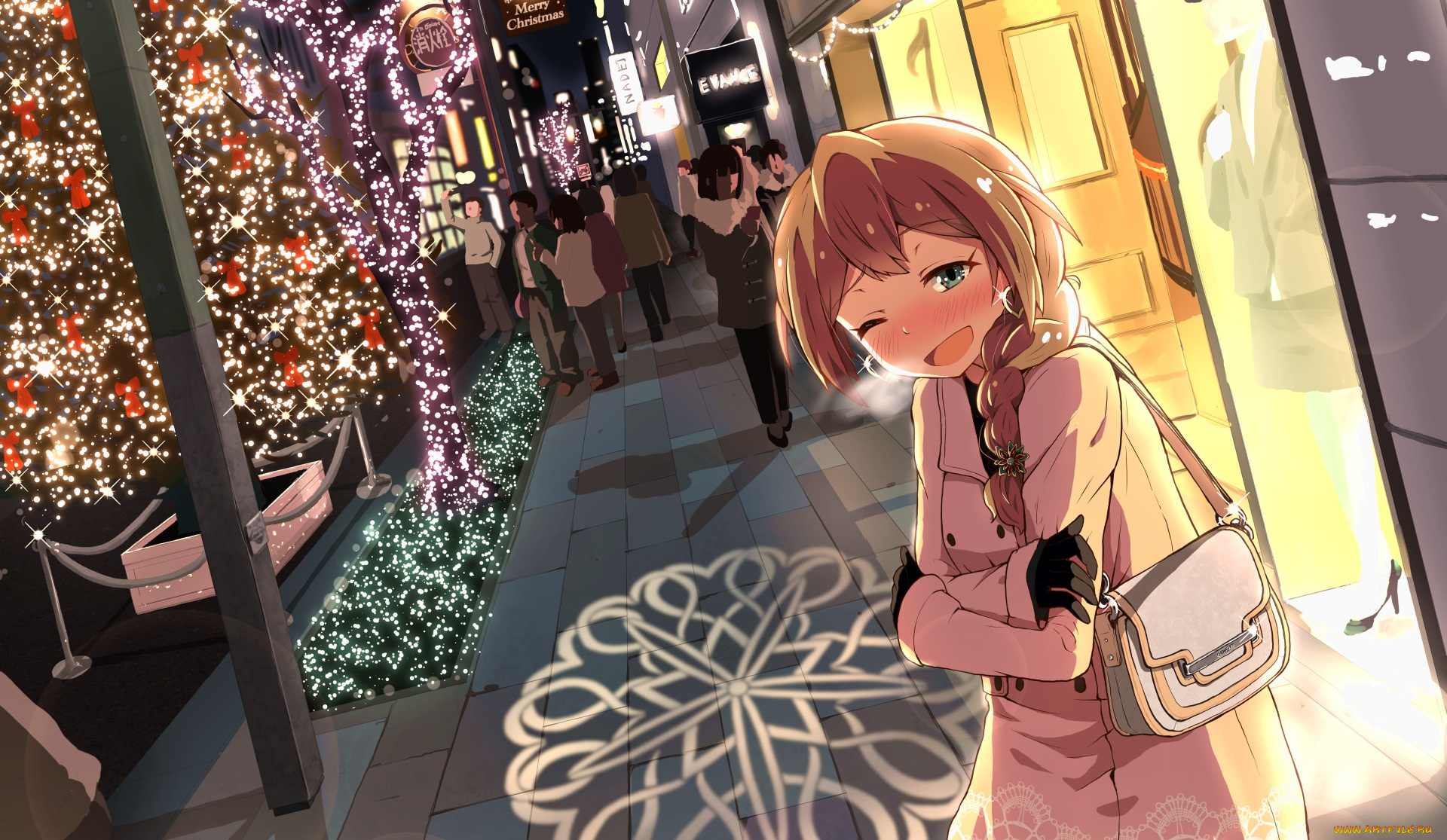 автор, , fubuki, , pekesan, аниме, idolm@ster, idolmaster, million, live, baba, konomi, девочка, люди, ночь, город, деревья, огни