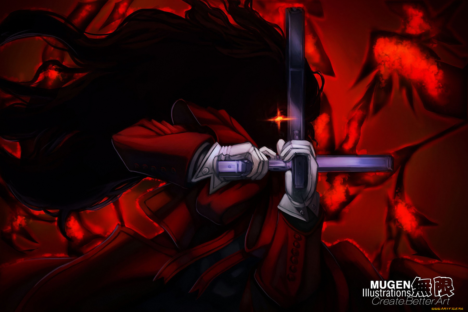 аниме, hellsing, alucard, vampire, алукард, дракула, оружие, шакал, dracula, вампир