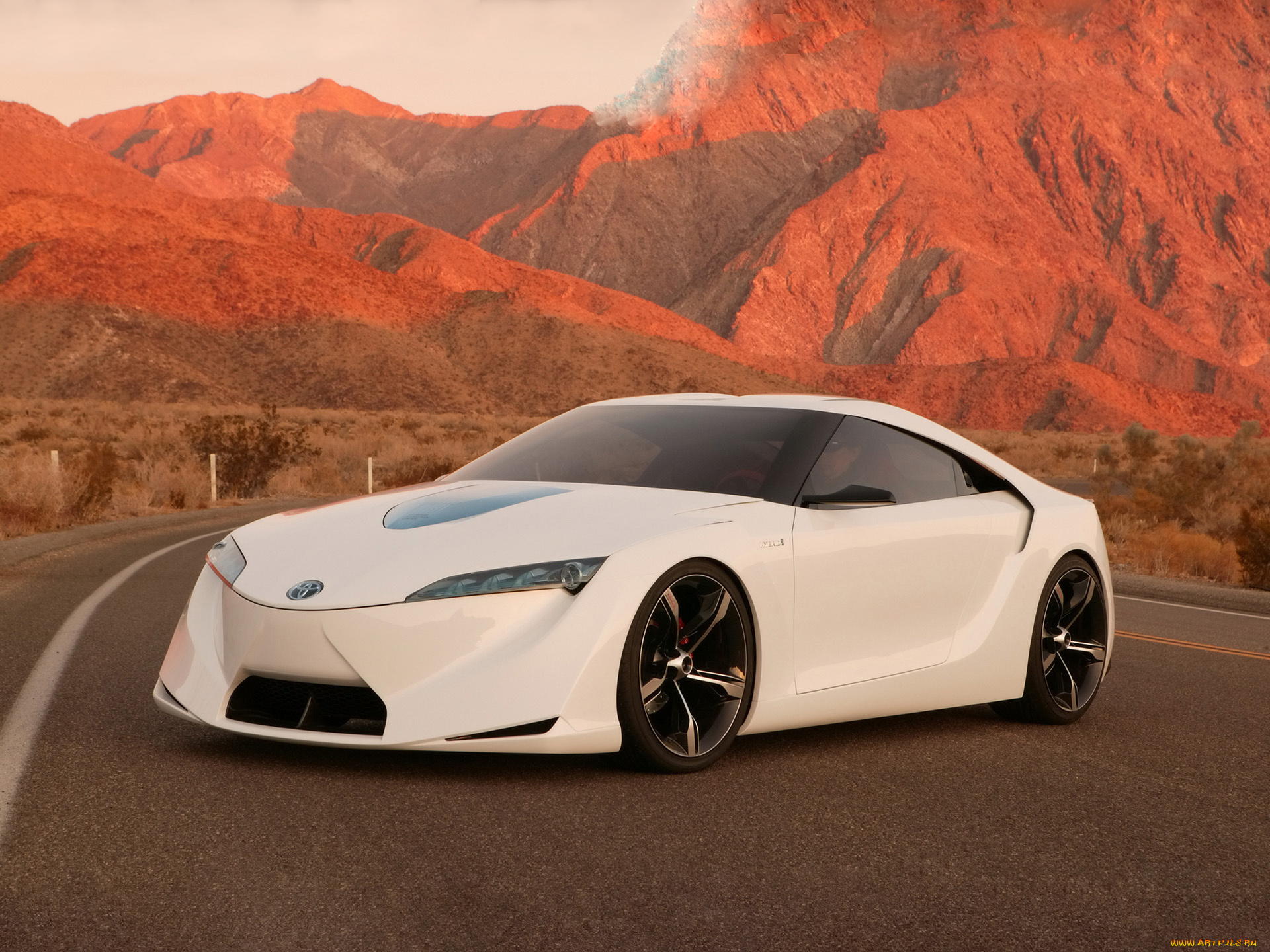 toyota, ft, hs, concept, автомобили, toyota, горы, concept, белый, автомобиль, ft, hs