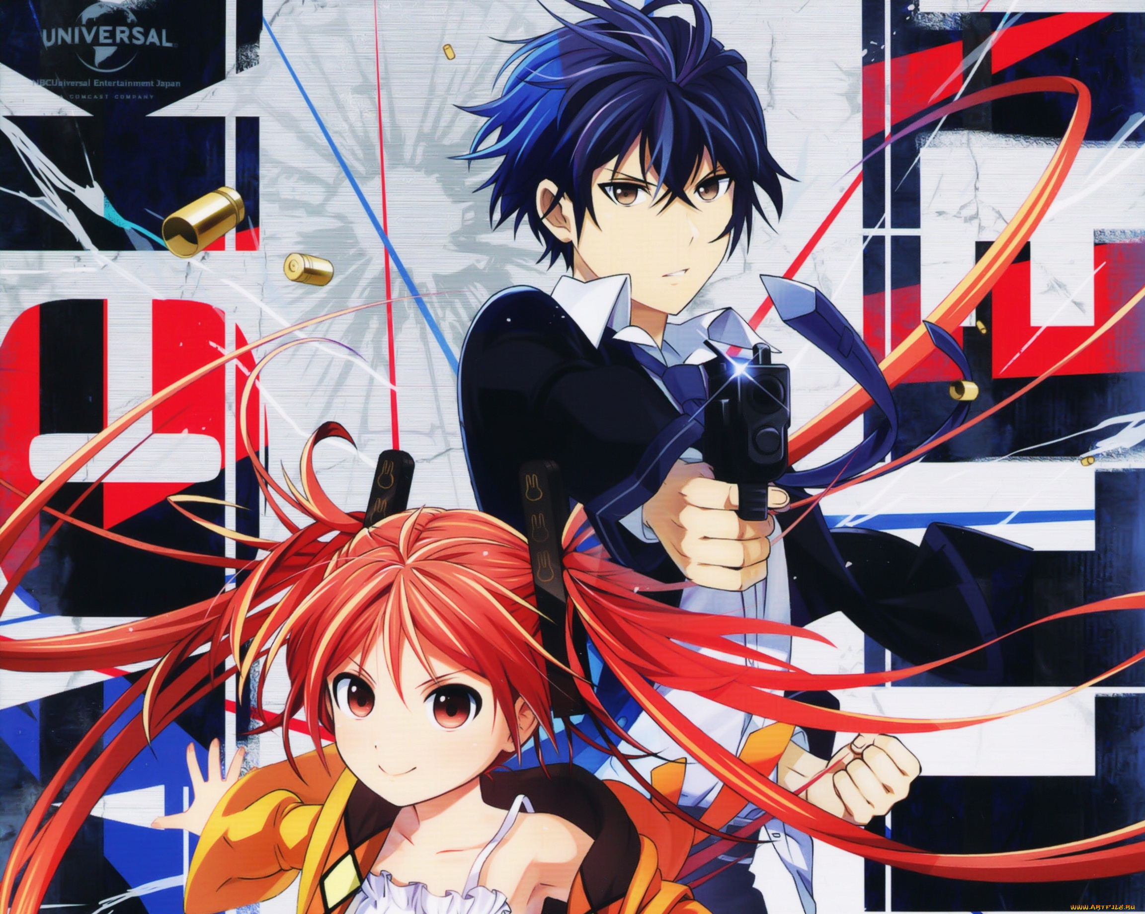 аниме, black, bullet, парень, девочка, чёрная, пуля