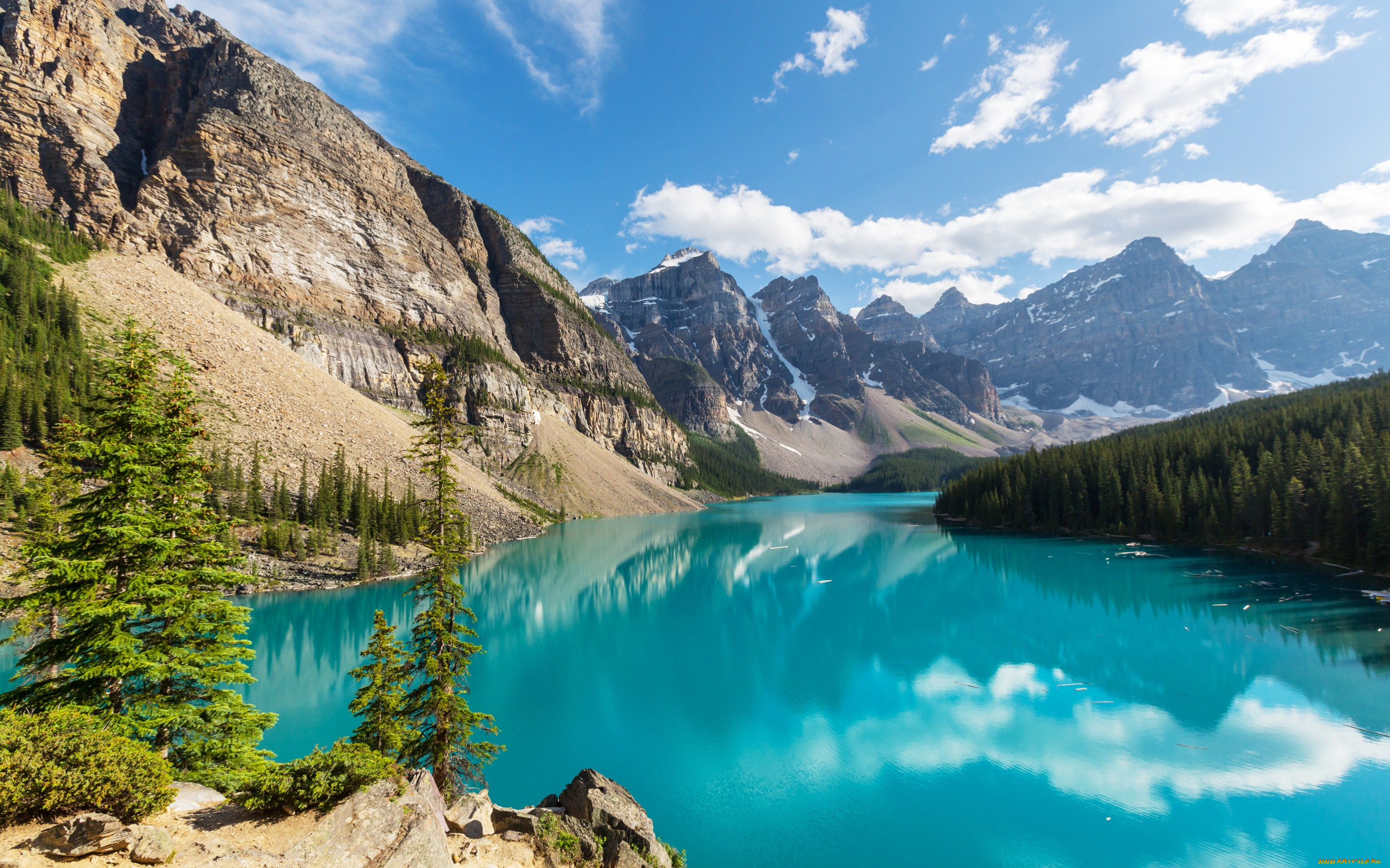 природа, реки, озера, лес, озеро, landscape, canada, banff, national, park, lake, moraine