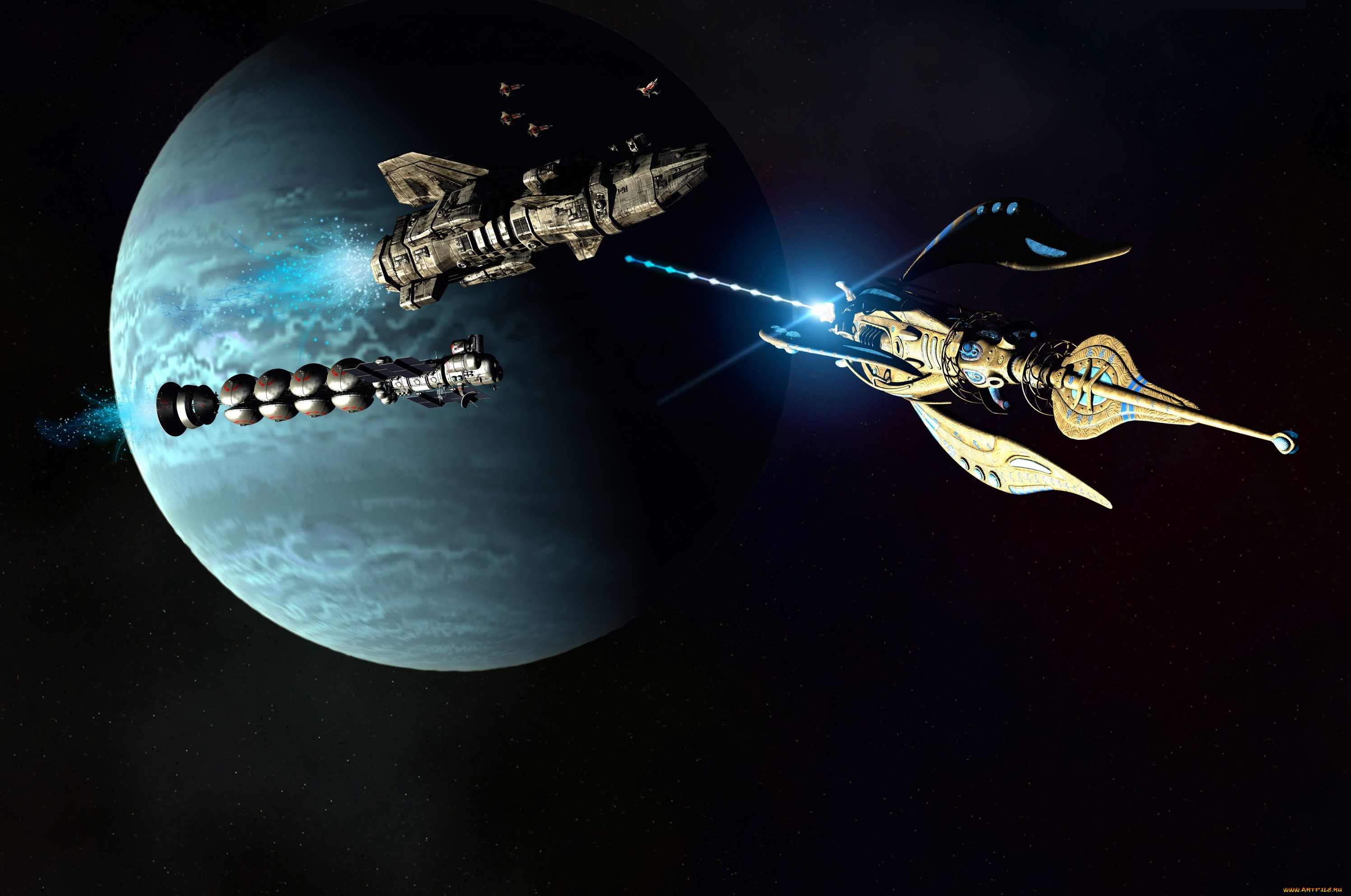 космос, арт, вселенная, планета, полет, космические, корабли