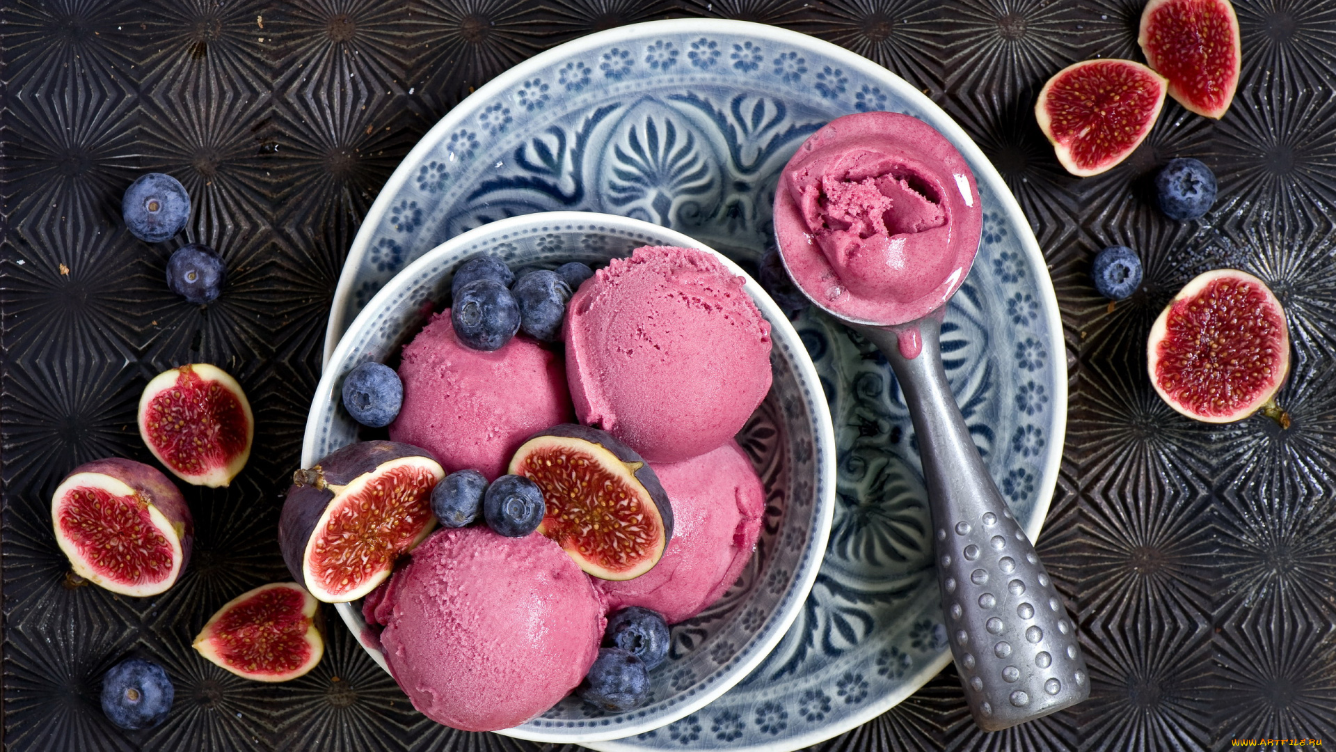 еда, мороженое, , десерты, инжир, черника