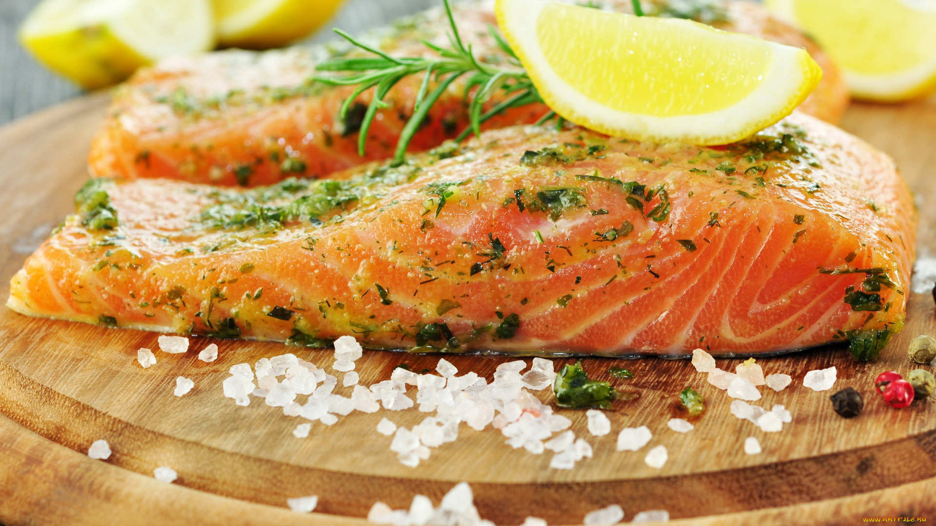 еда, рыба, , морепродукты, , суши, , роллы, форель, лимон, соль, розмарин, перец