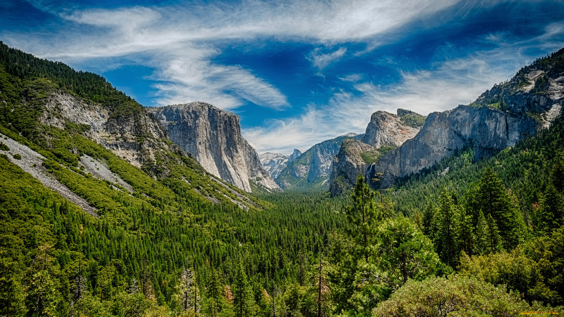 природа, горы, лес, облака