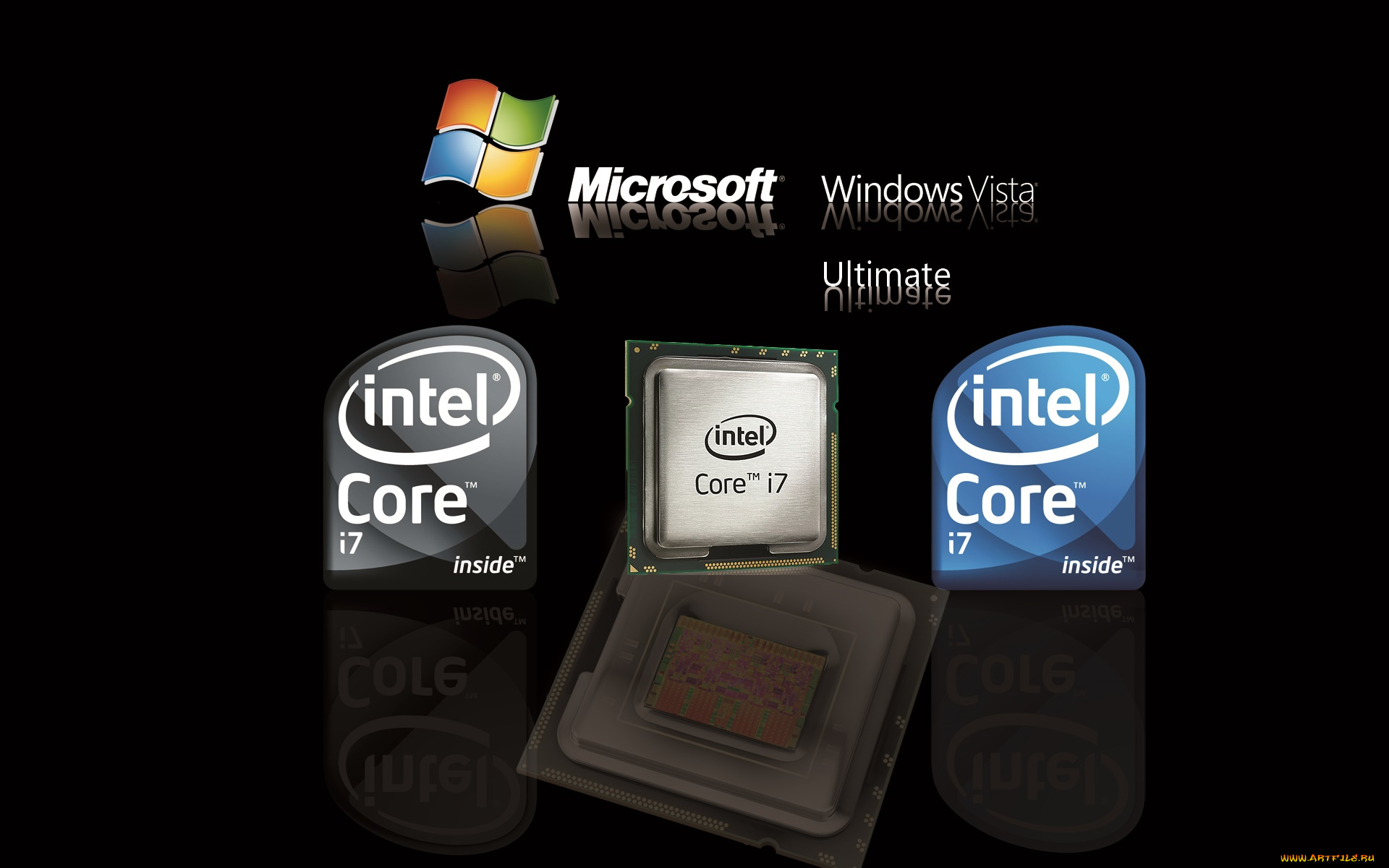 компьютеры, intel, фон, логотип