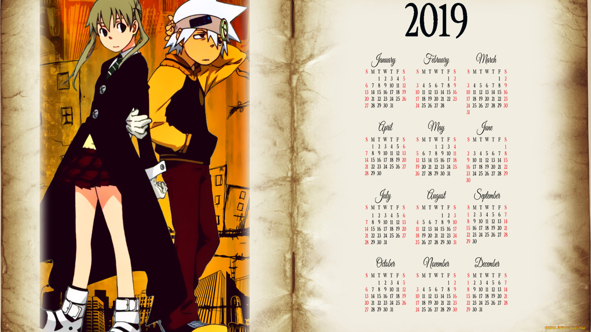 календари, аниме, книга, девушка, юноша