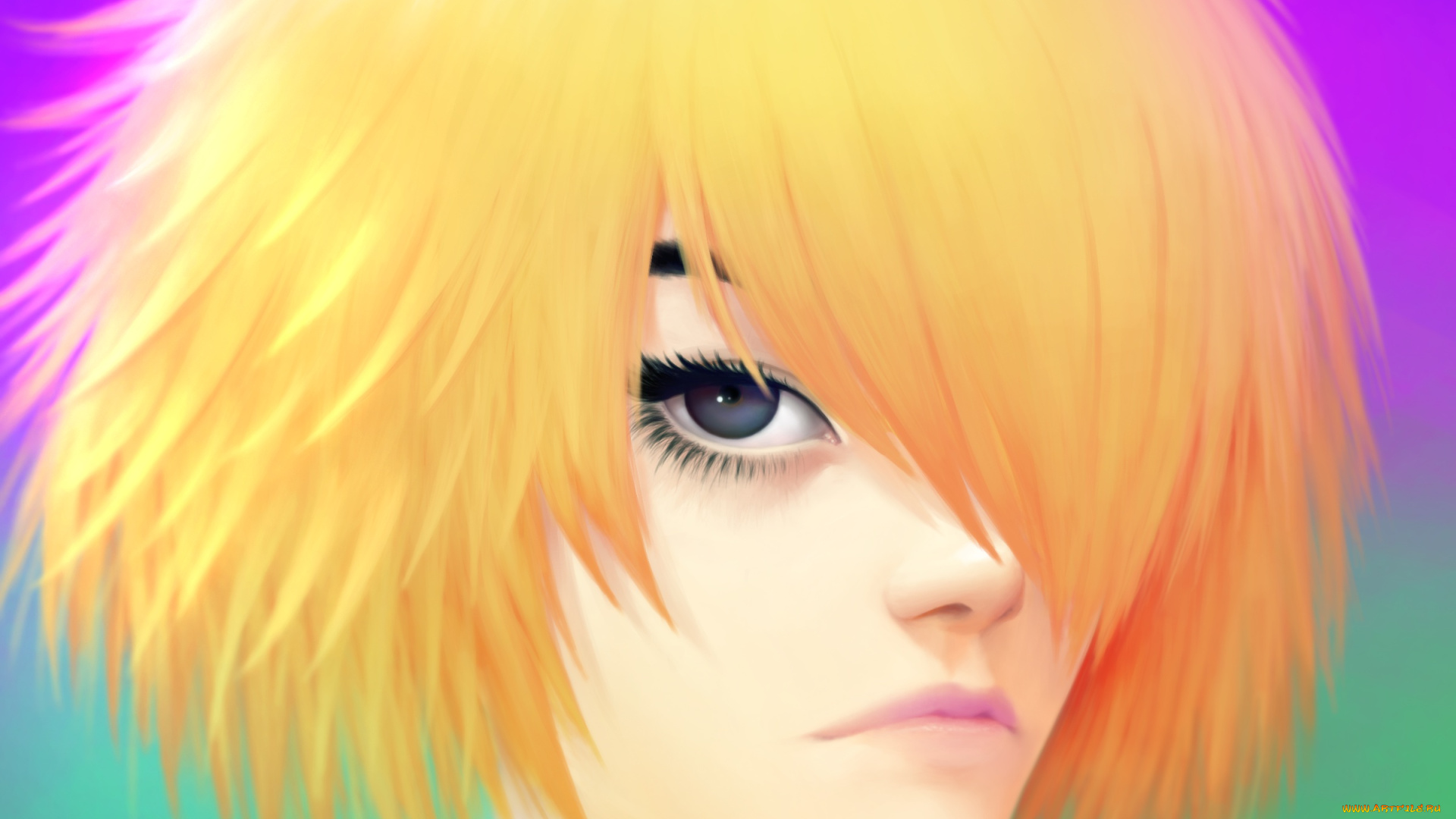 рисованное, люди, блондинка