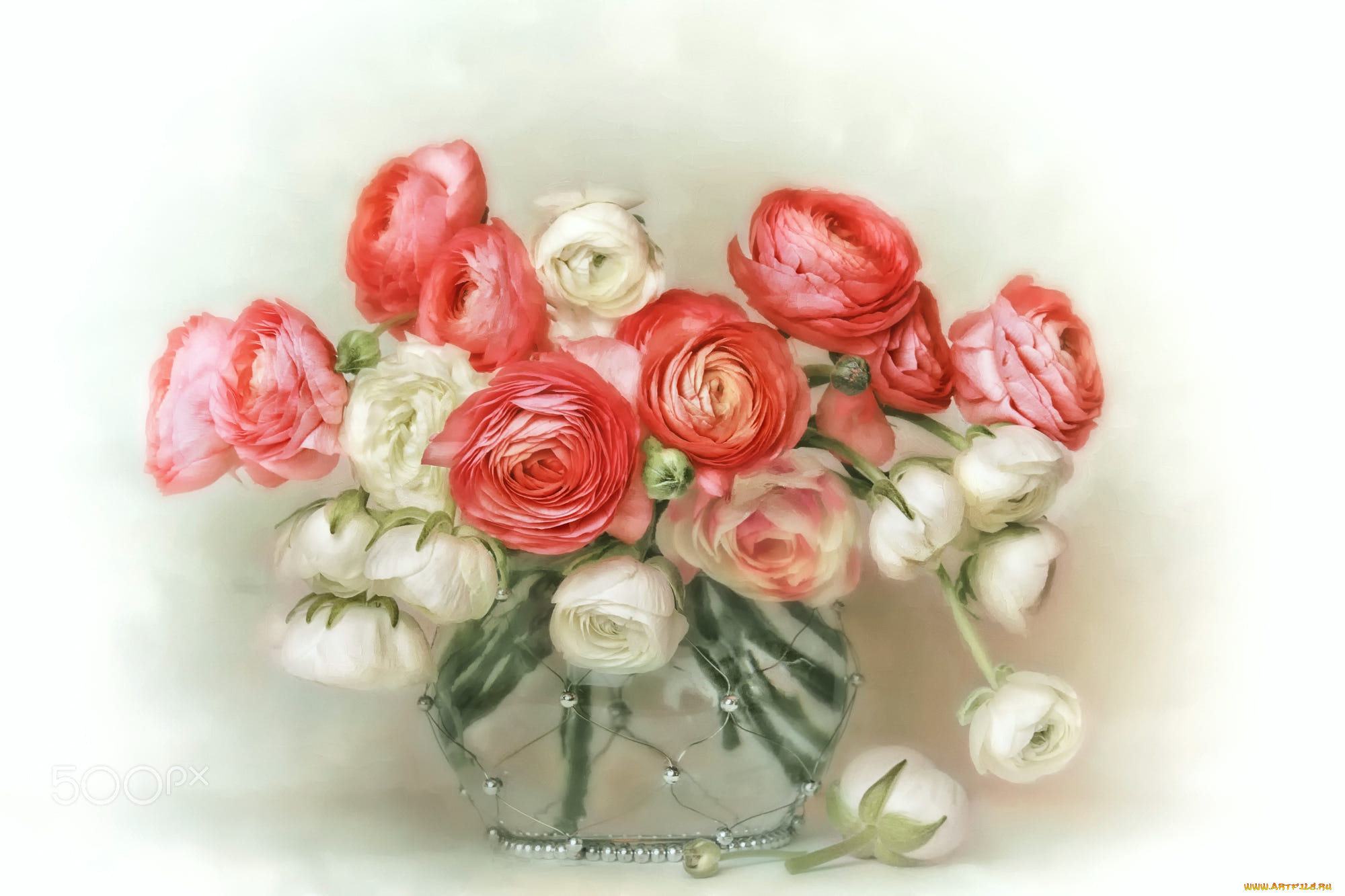 рисованное, цветы, букет